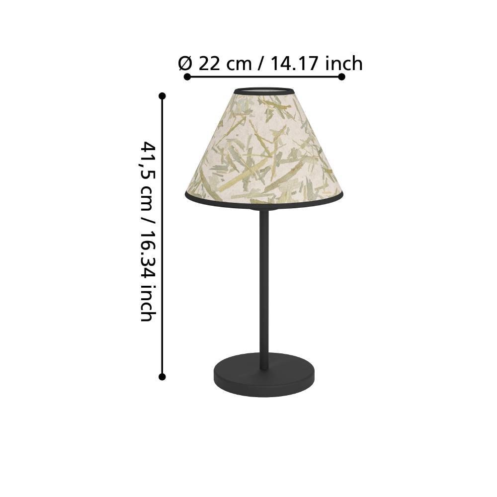 EGLO Tischleuchte »OXPARK«, 1 flammig, Leuchtmittel E27 | ohne Leuchtmittel, Nachttischlampe, Japandi Design, Tischleuchte, Textil, Bambusblättern