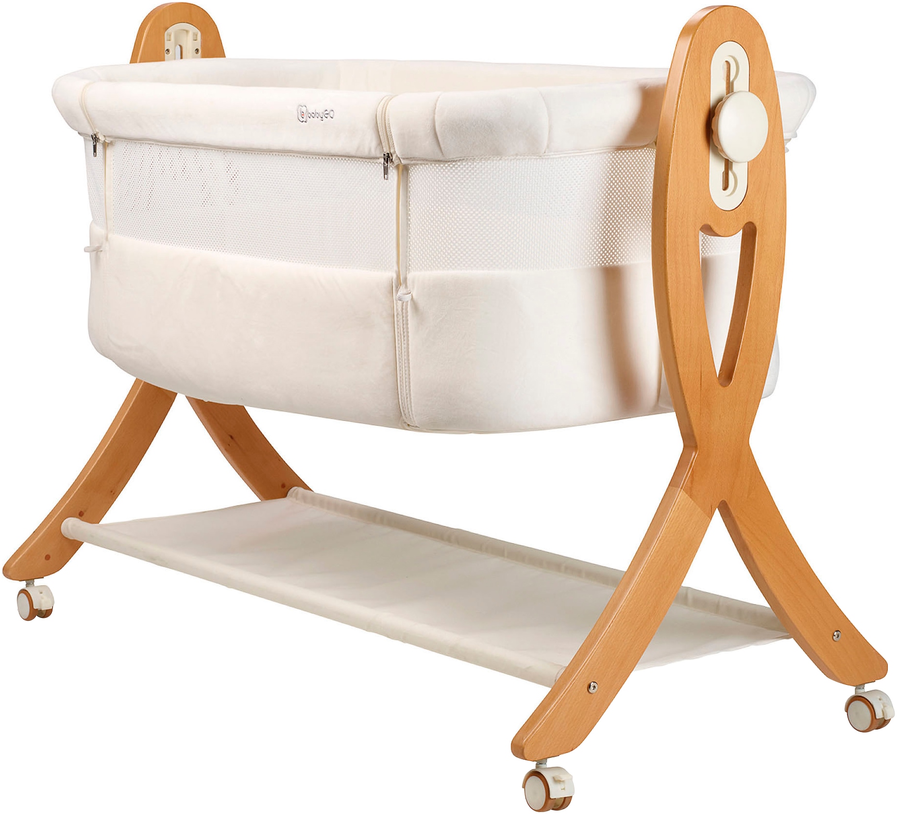BabyGo Beistellbett "SidebySide, weiß/beige" mit Schaukelfunktion günstig online kaufen