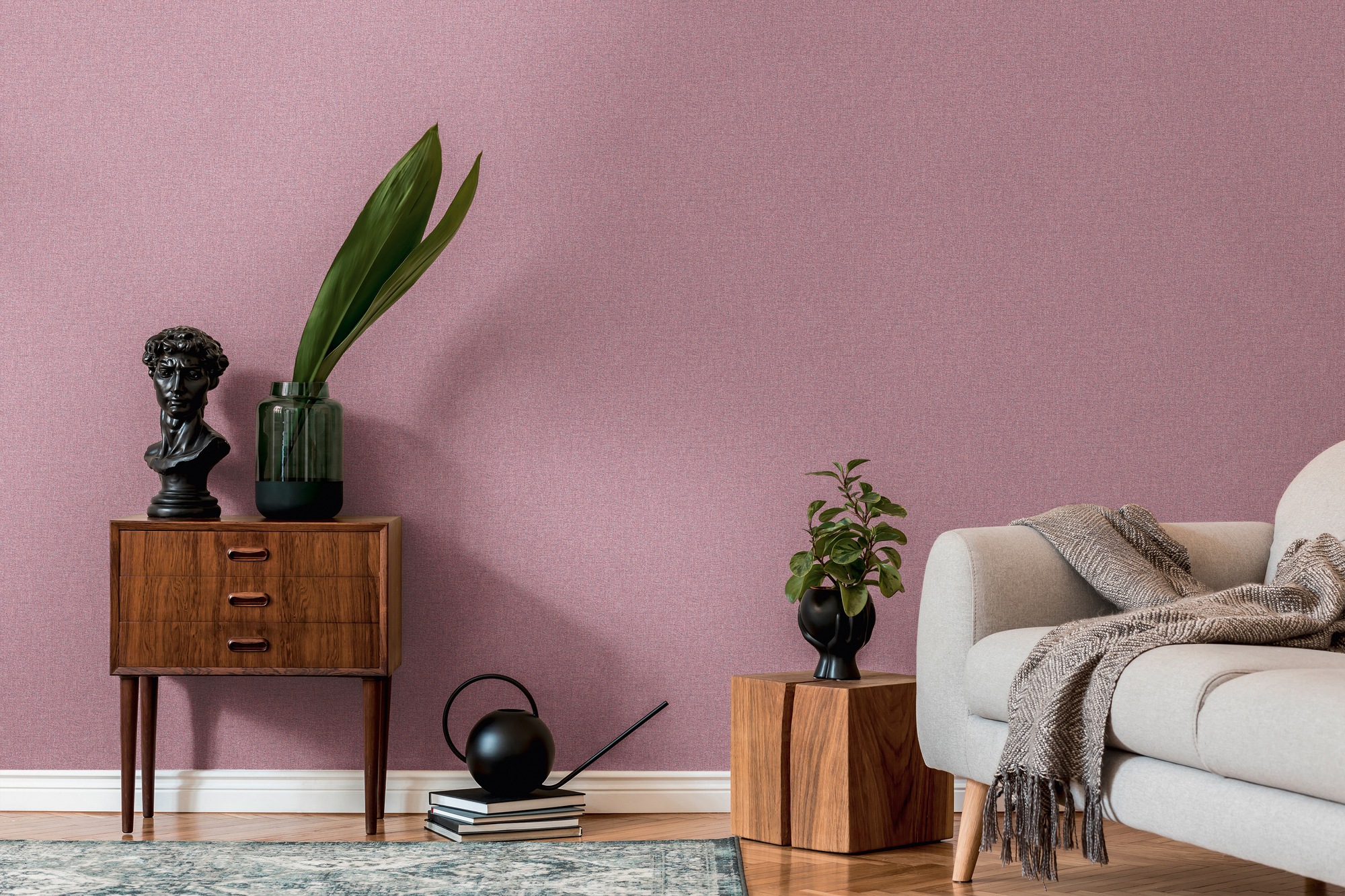 living walls Vliestapete »Famous Garden einfarbige Tapete Unitapete Struktur-Optik Landhaus«, matt, Vliestapete einfarbig für Schlafzimmer Küche Wohnzimmer Uni Design