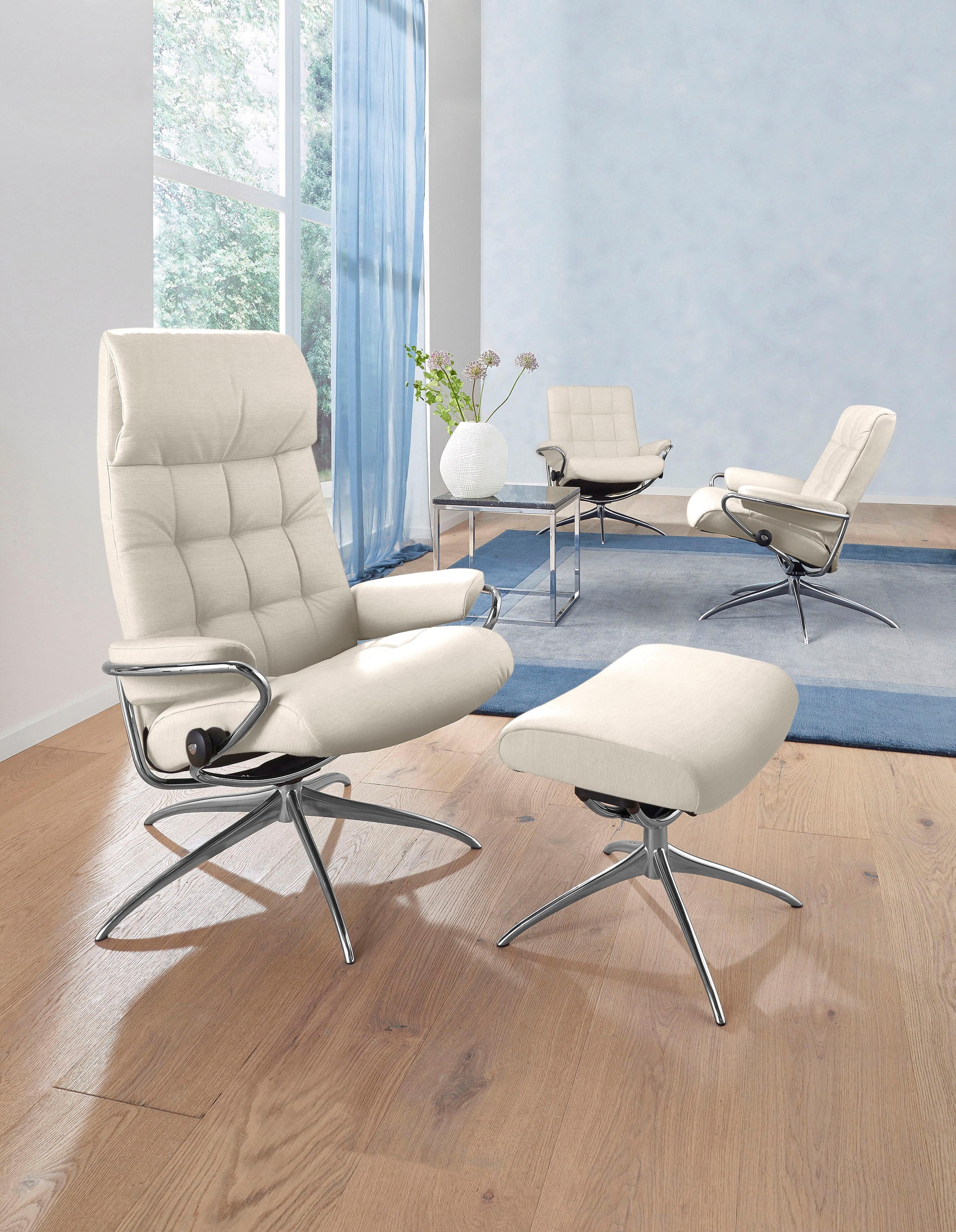 Stressless® Relaxsessel »London«, (Set, Relaxsessel mit Hocker), mit Hocker, High Back, mit Star Base, Gestell Chrom