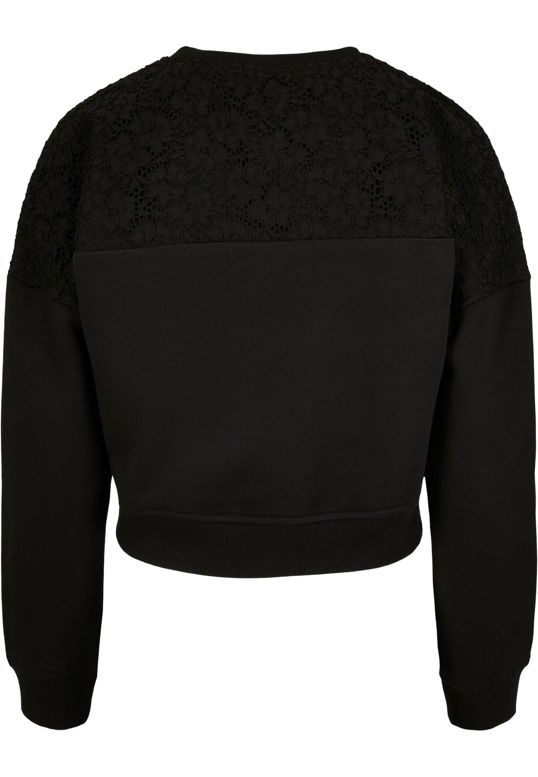 URBAN CLASSICS Sweater »Urban Classics Damen Ladies Short Oversized Lace Inset Crew«, (1 tlg.)