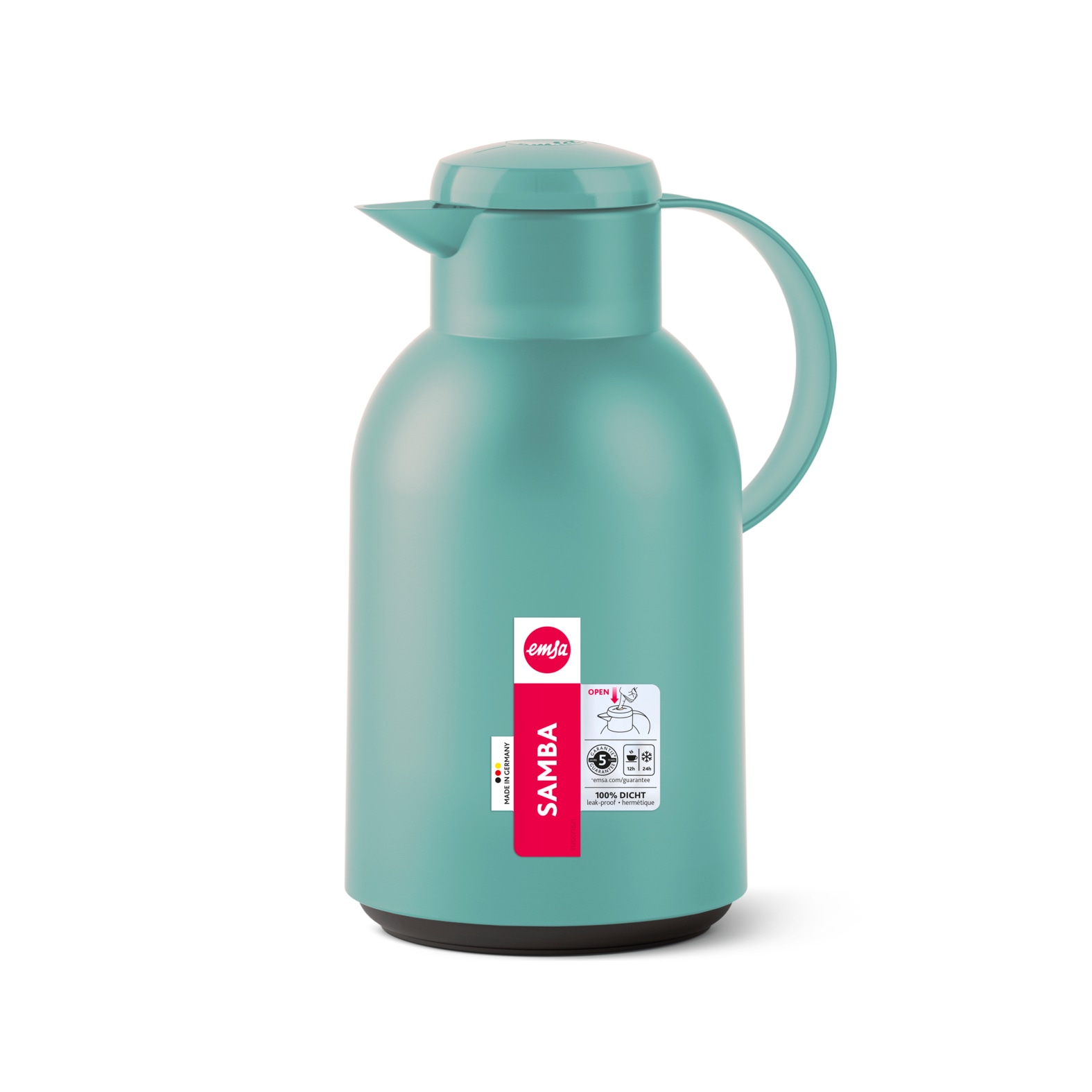 Emsa Isolierkanne »Samba«, 1,5 l, XXL-Modell, zeitloses Design, einfacher Knopfdruck, 24h kalt, 12h warm
