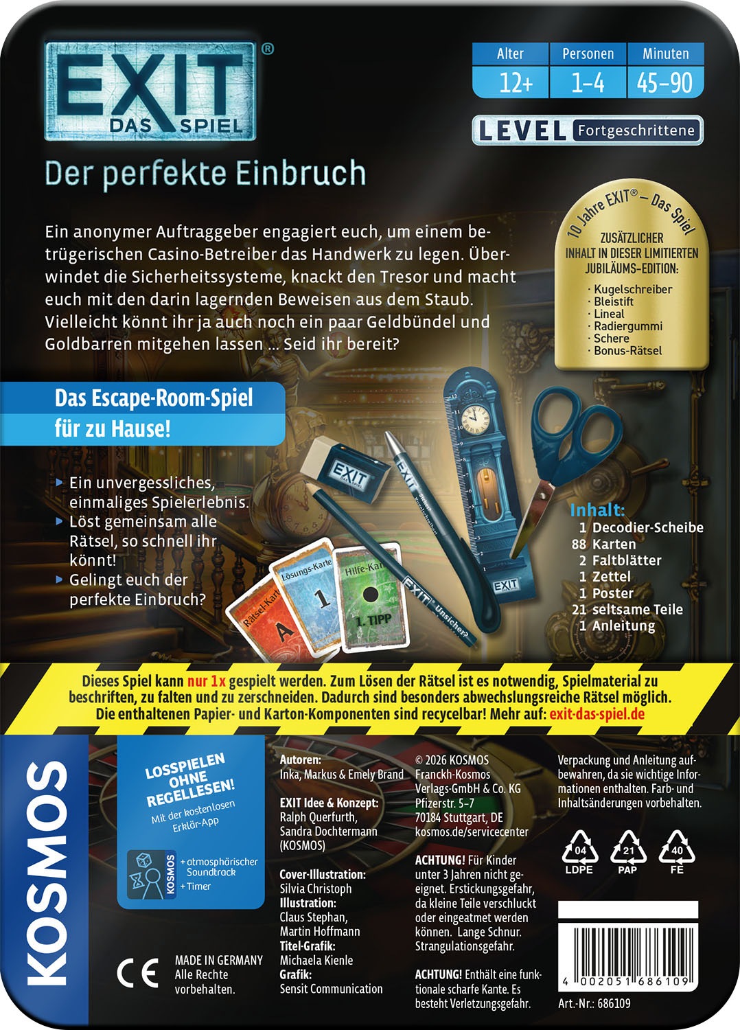 Kosmos Spiel »EXIT® Der perfekte Einbruch Jubiläums-Edition (F)« Made in Germany