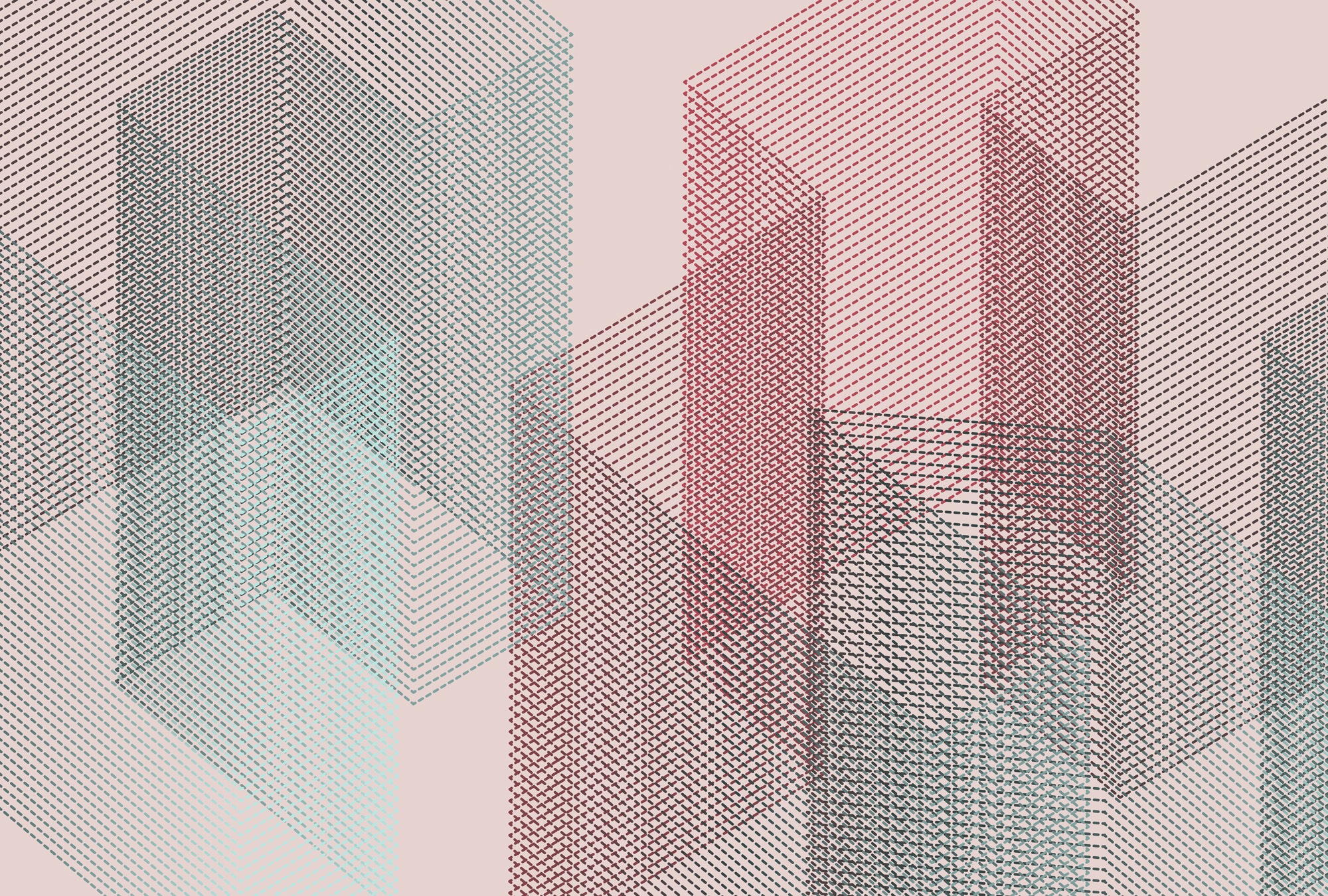 living walls Vliestapete »3D-Tapete Geometrie Rosa Blau Moderne Vliestapete« matt glatt