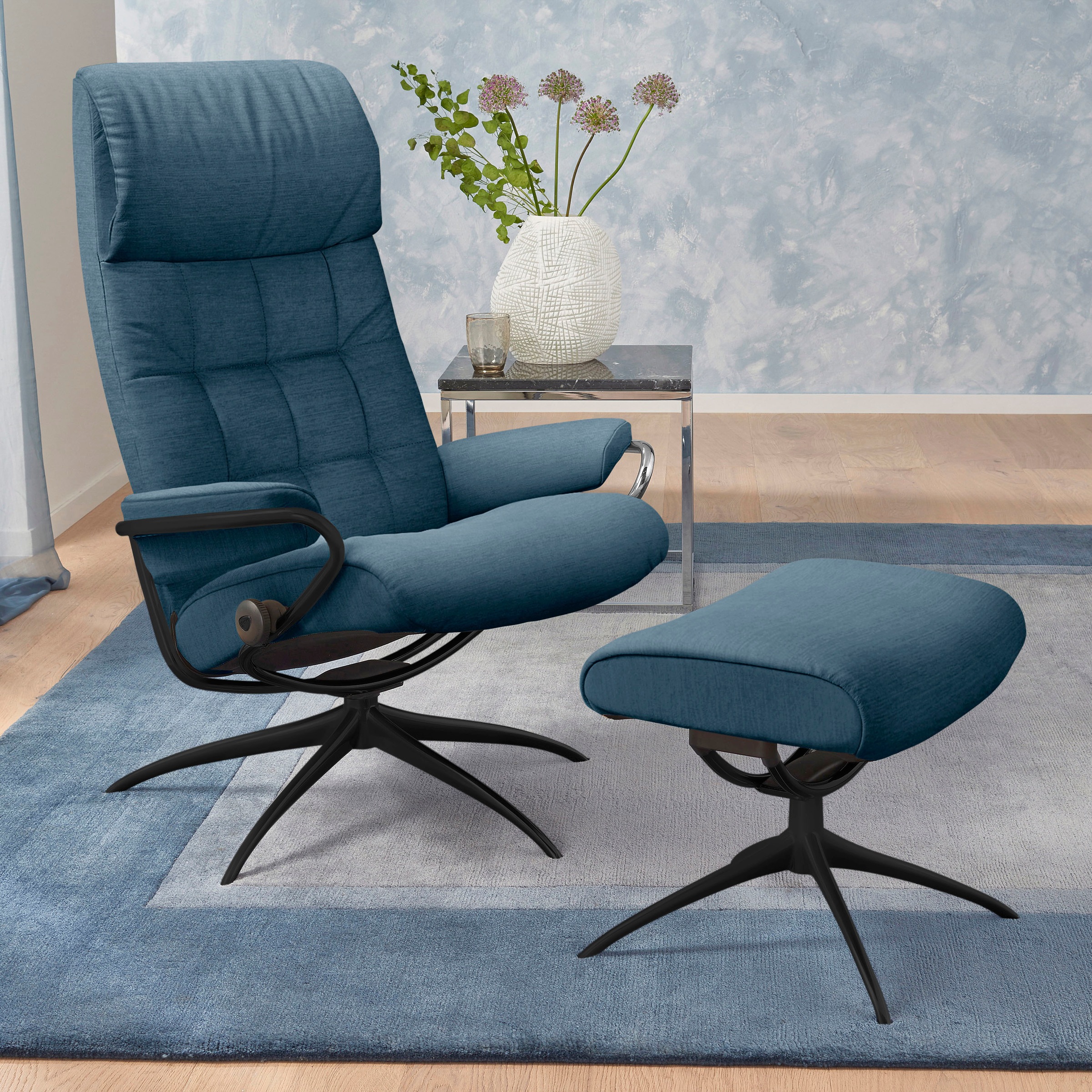 Stressless® Relaxsessel »London«, (Set, Relaxsessel mit Hocker), mit  Hocker, High Back, mit Star Base, Gestell Schwarz bestellen | BAUR