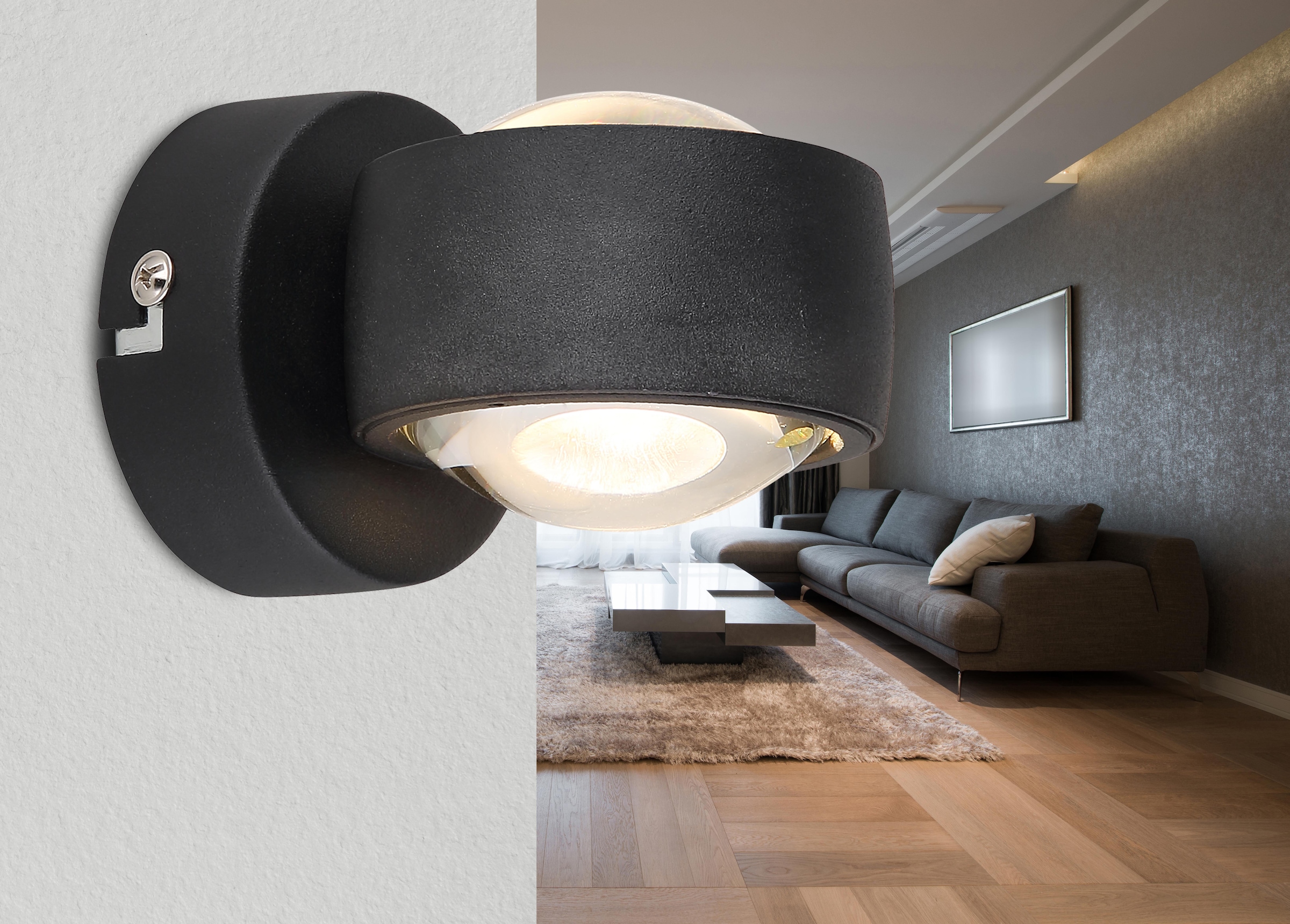 GLOBO LIGHTING LED Wandleuchte »RANDI«, Leuchtmittel LED-Modul | LED fest integriert, Wandlampe/Lichtschein: auf- und abwärts/schwarz/Glas