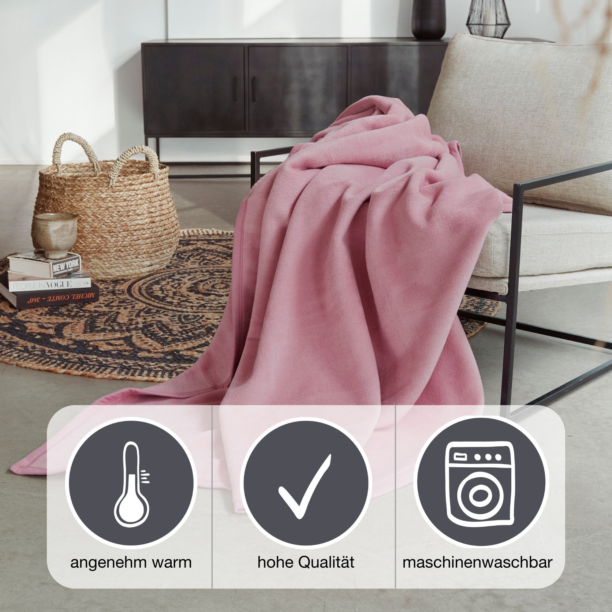 IBENA Wohndecke »Luxus« verschiedene Größen, unifarbenes Design, Kuscheldecke, Made in Europe,