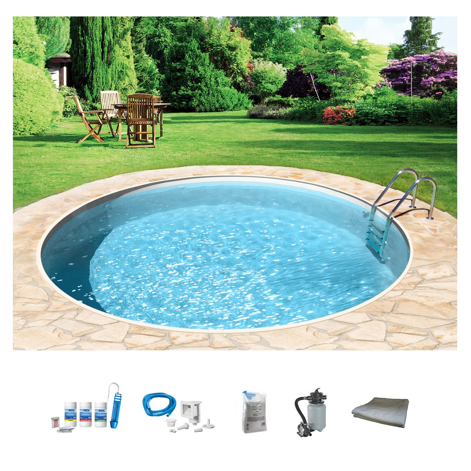 my POOL BWT Rundpool "mit sandfarbener Folie für den Karibik Look" Höhe: 120 cm, inkl. Zubehör, in versch. Größen verfügbar