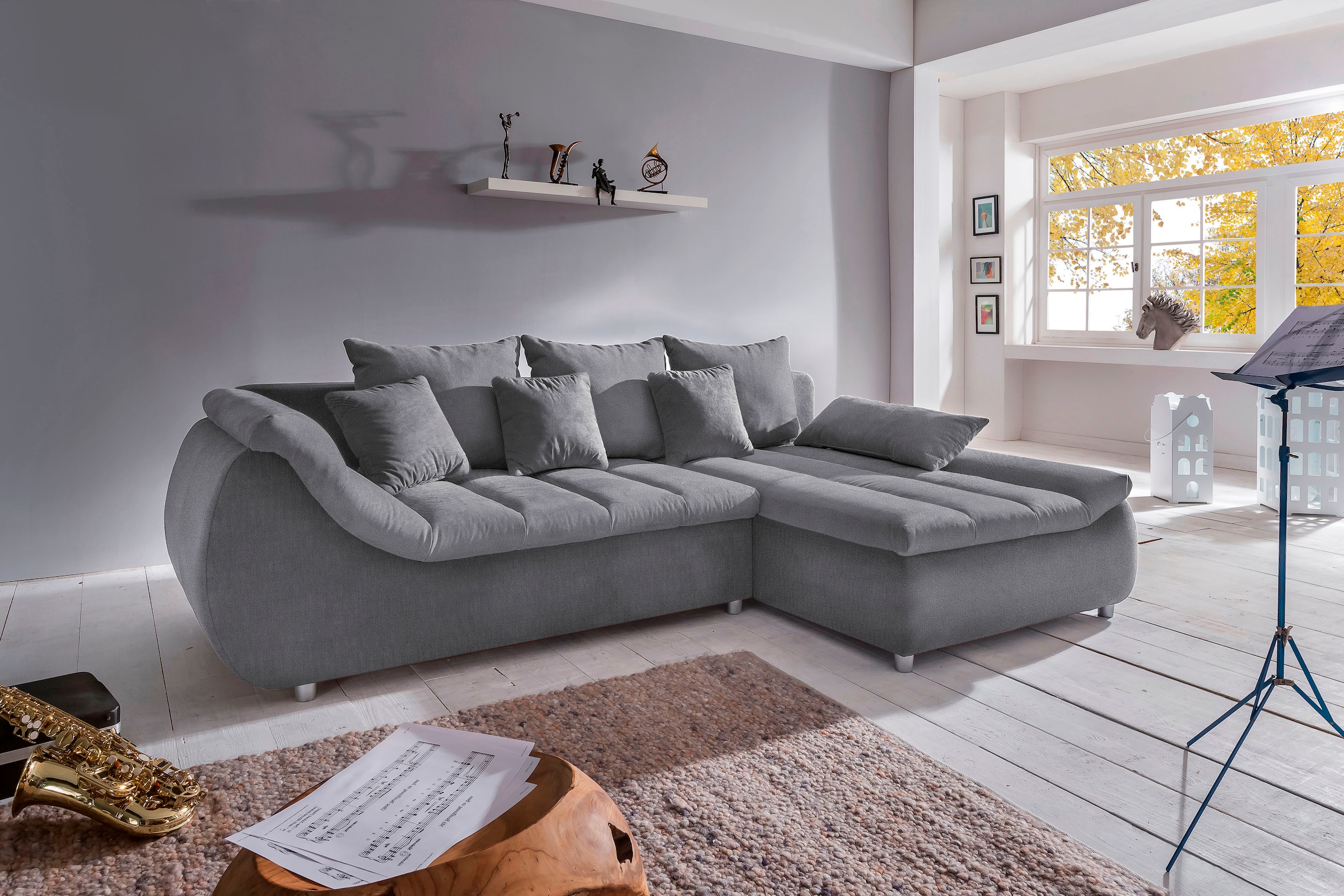 Home affaire Ecksofa "Imola, bequem, aktuelle Steppung im Sitz, L-Form, Breite 270cm" wahlweise mit Bettfunktion