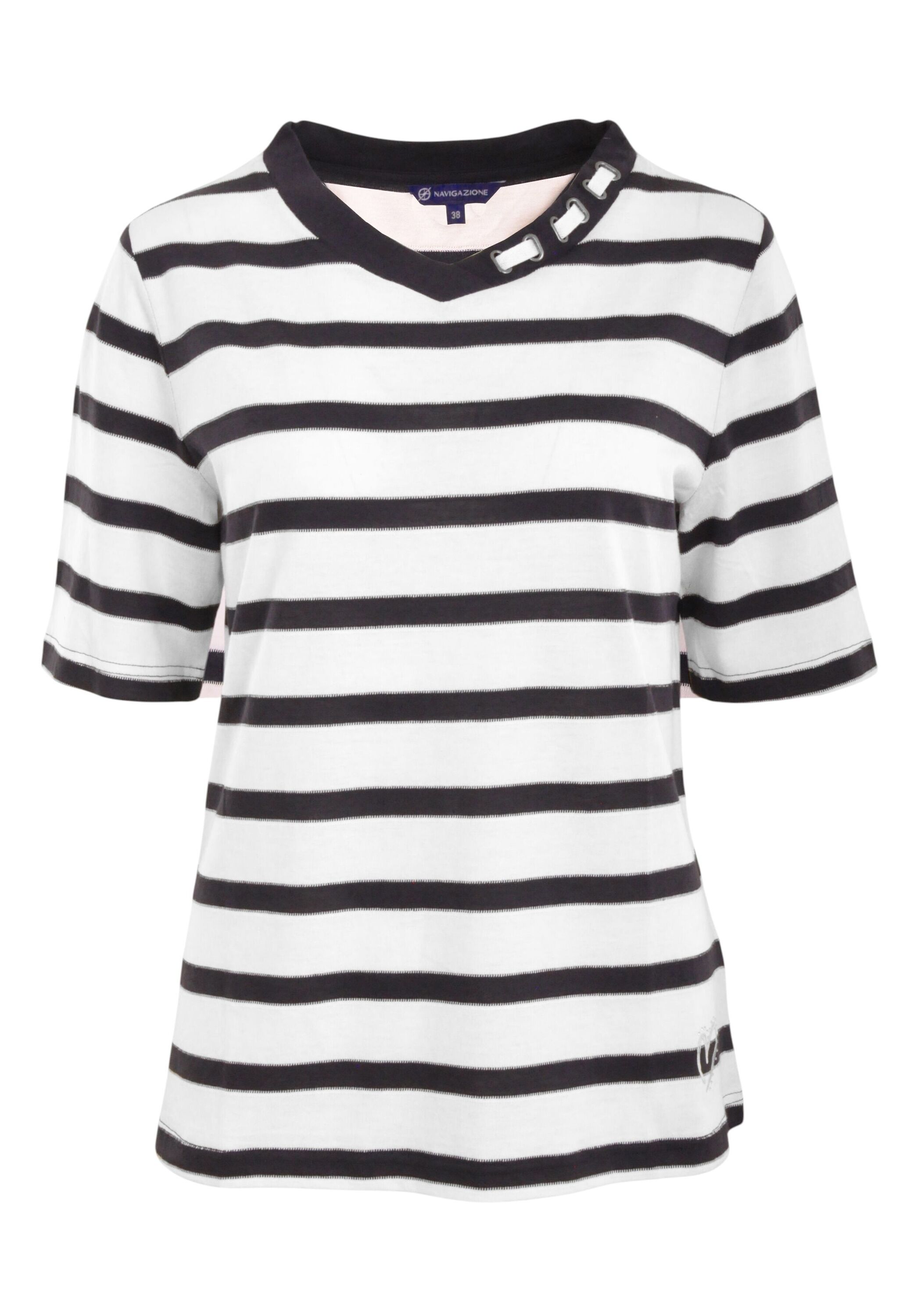 NAVIGAZIONE T-Shirt "NAVIGAZIONE Shirt" Zierband am Kragen