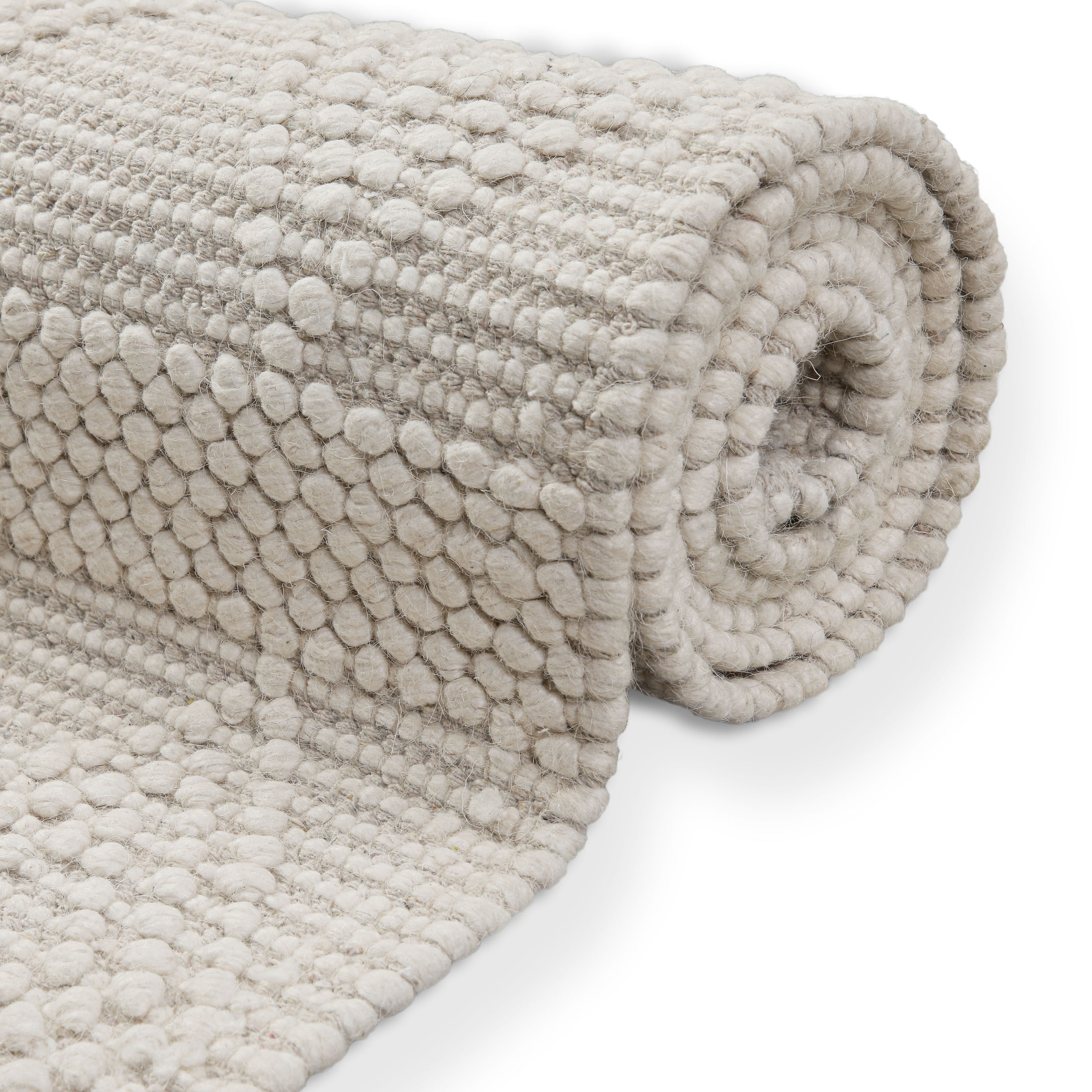 my home Teppich »Grunno«, rechteckig, 8 mm Höhe, 70% Wolle, handgewebt, Raute, Hoch-Tief, Wohnzimmer, Naturfaser