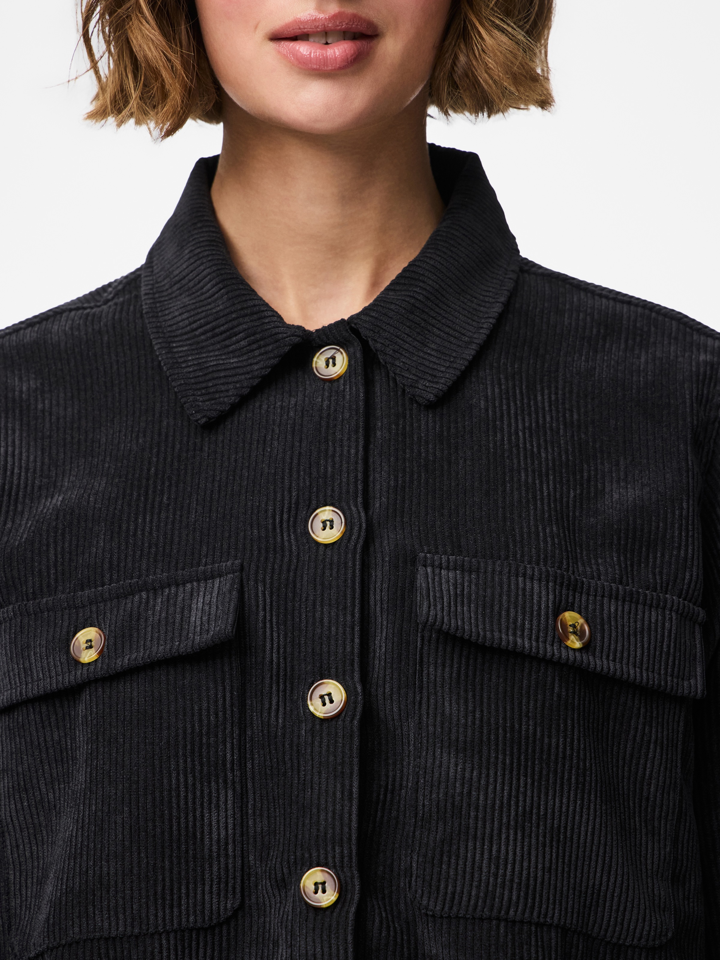 Thumbnail - pieces Hemdbluse "PCEFFI LS SHIRT WVN NOOS" Materialmix, loose fit