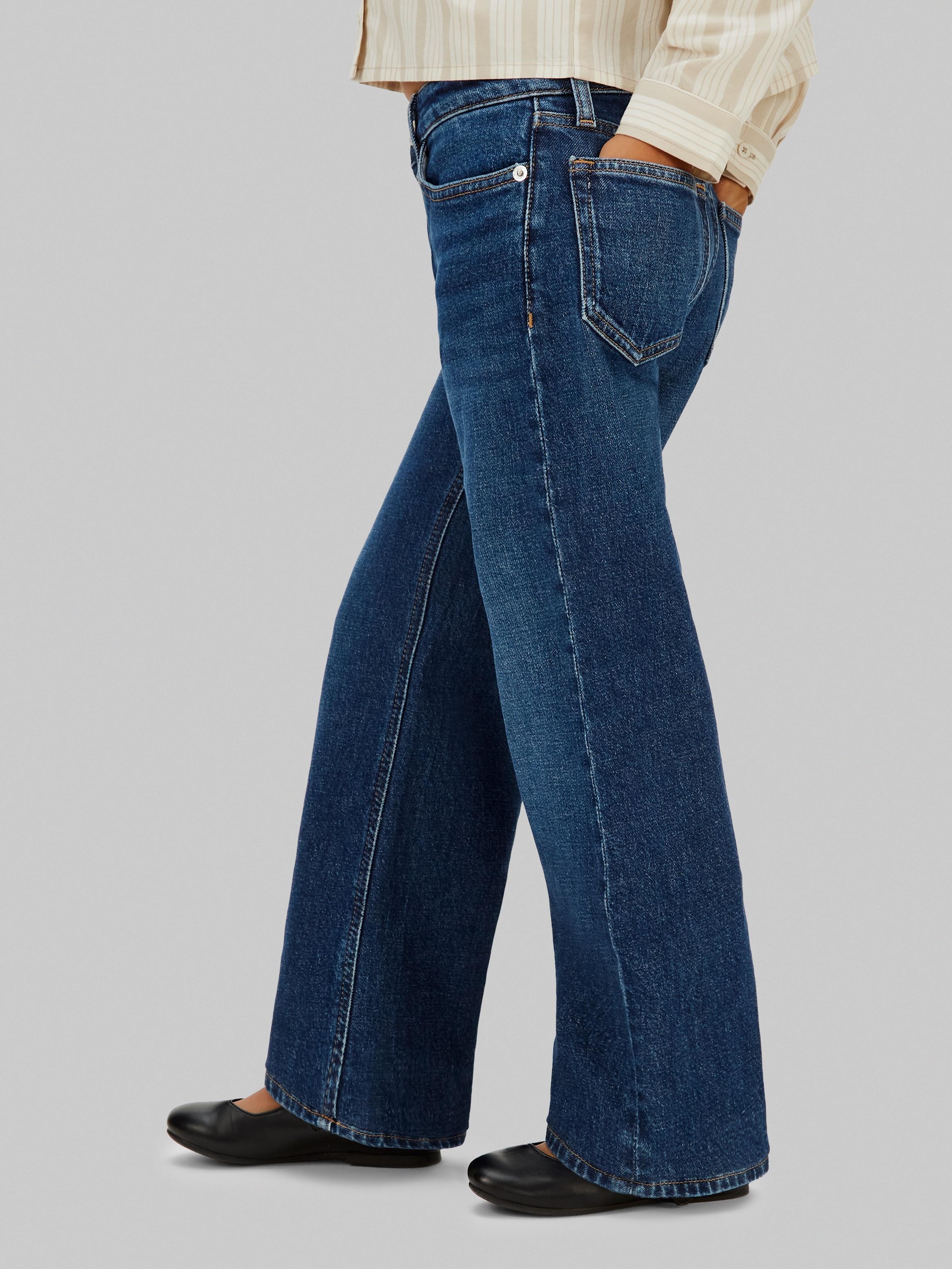 Calvin Klein Jeans Weite Jeans , verstellbarer Bund, weites Bein, hohe Taille, Baumwoll-Stretch
