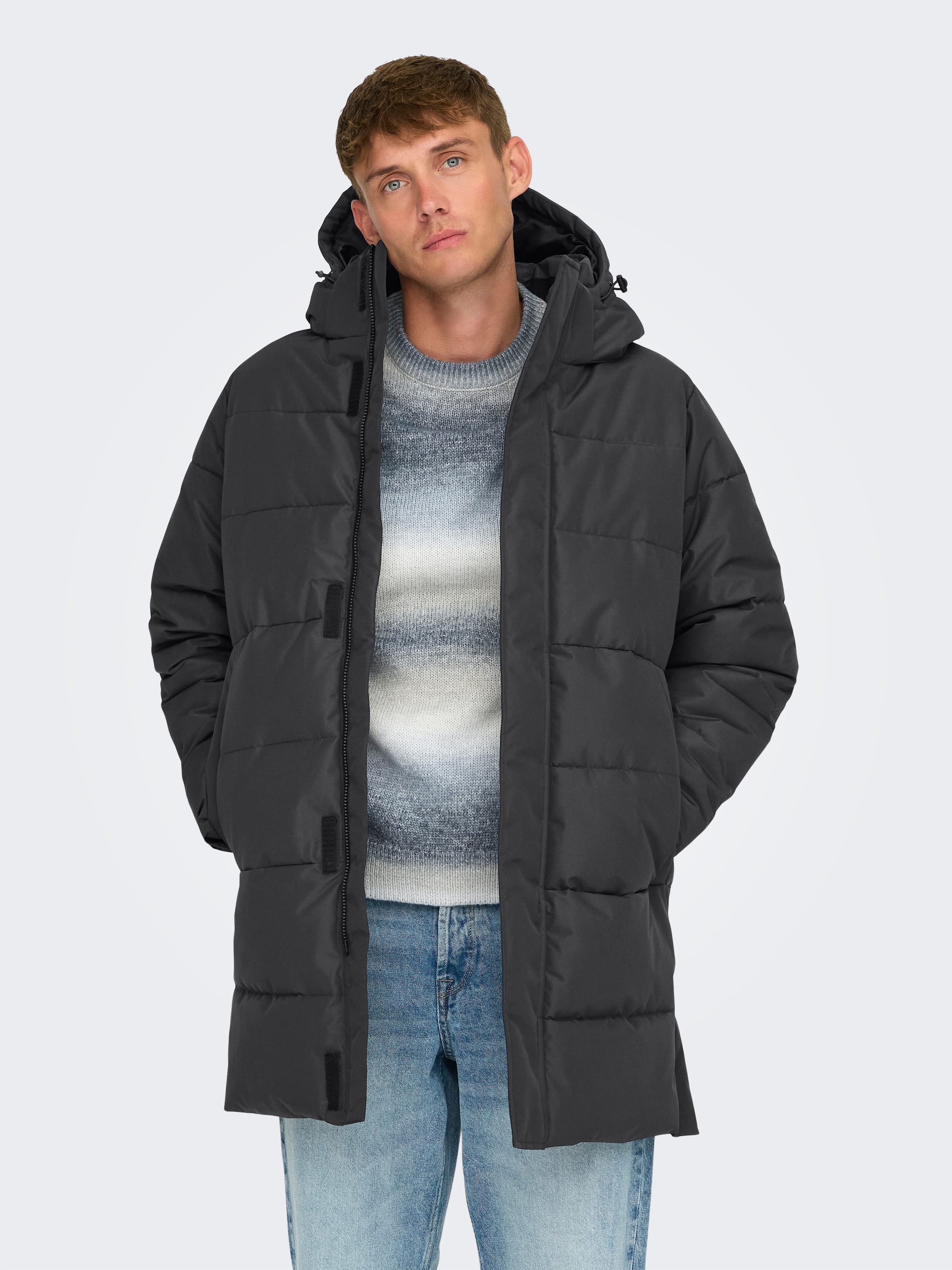 ONLY & SONS Steppjacke "ONSCARL LIFE LONG QUILTED COAT NOOS OTW" mit Kapuze günstig online kaufen