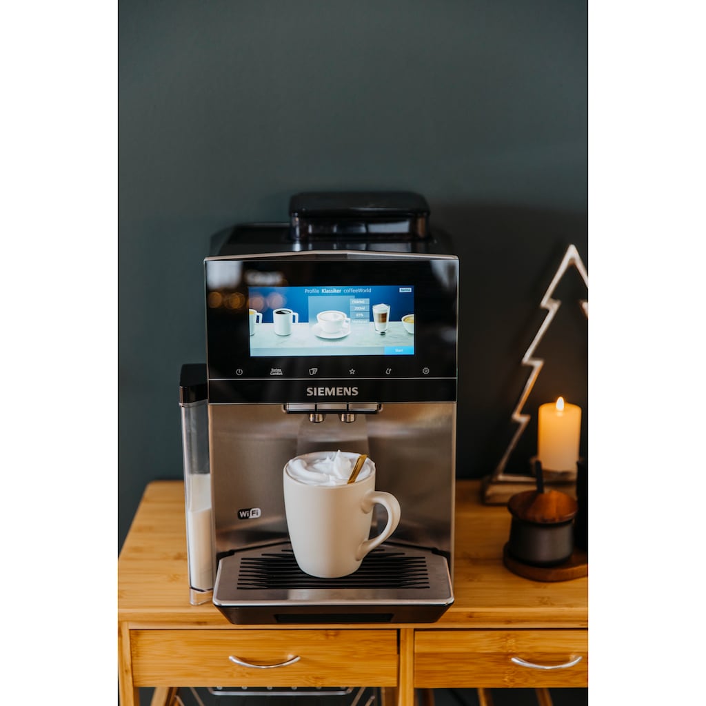 SIEMENS Kaffeevollautomat »EQ900 TQ903D03, intuitives 6,8" TFT-Display, Geräuschreduzierung«, App-Steuerung, Barista-Modus, AromaSelect, 3 Profile, edelstahl