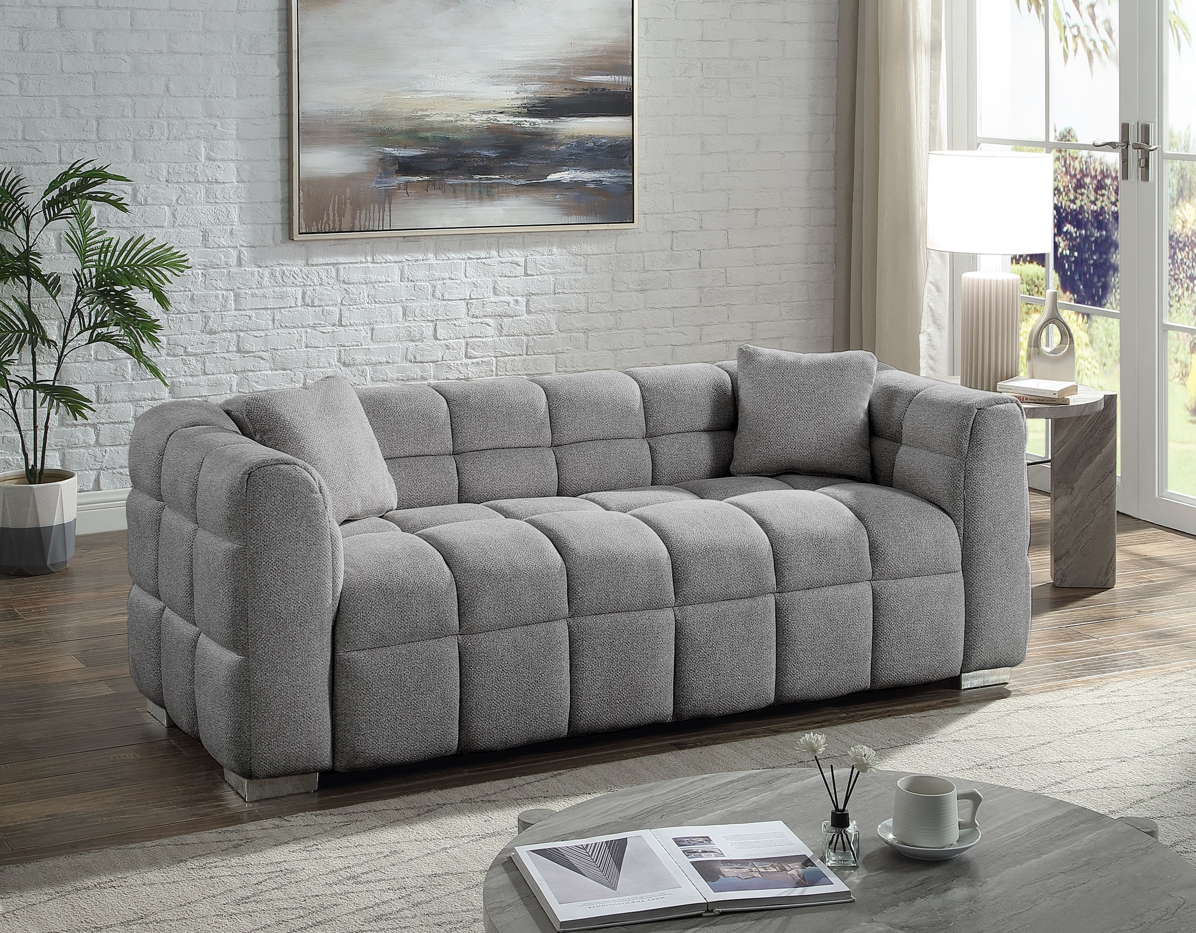 OTTO home Big-Sofa "Thor Design-Sofa mit Steppung, Bubble-Optik, B:190cm" "Bubble"-3D Optik Sofa mit Taschenfederkern, inkl. Zierkissen
