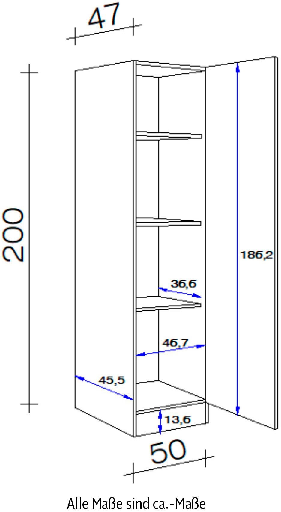 Flex-Well Seitenschrank »Bergen«, T) H x 200 50 für x BAUR | Stauraum x 47 cm, x kaufen viel (B