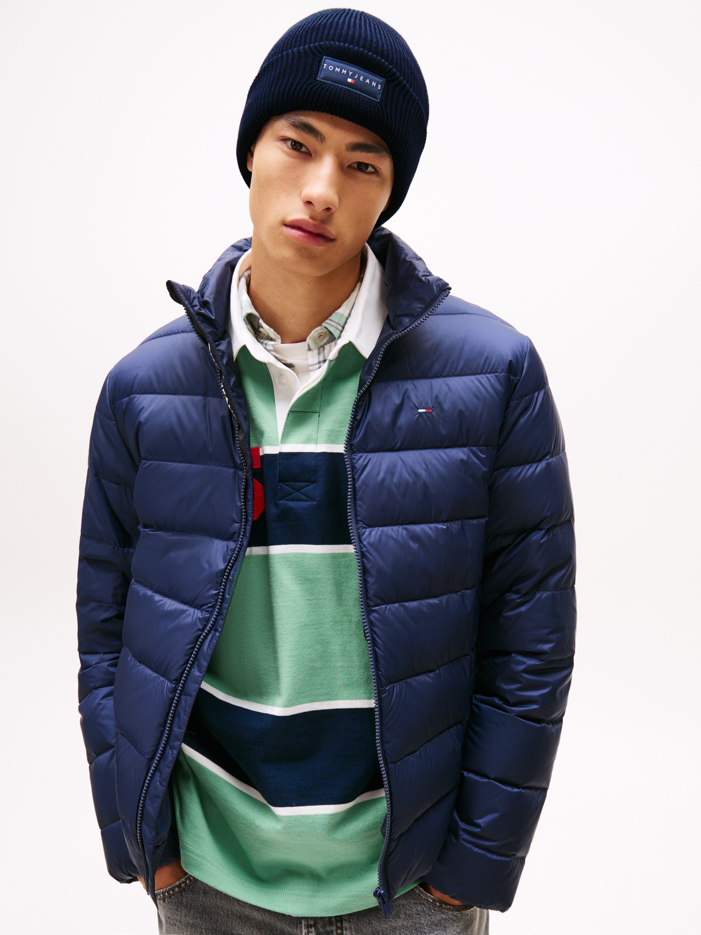 Tommy Jeans Beanie TJM LINEAR in Grobstrick, mit Umschlag günstig online kaufen