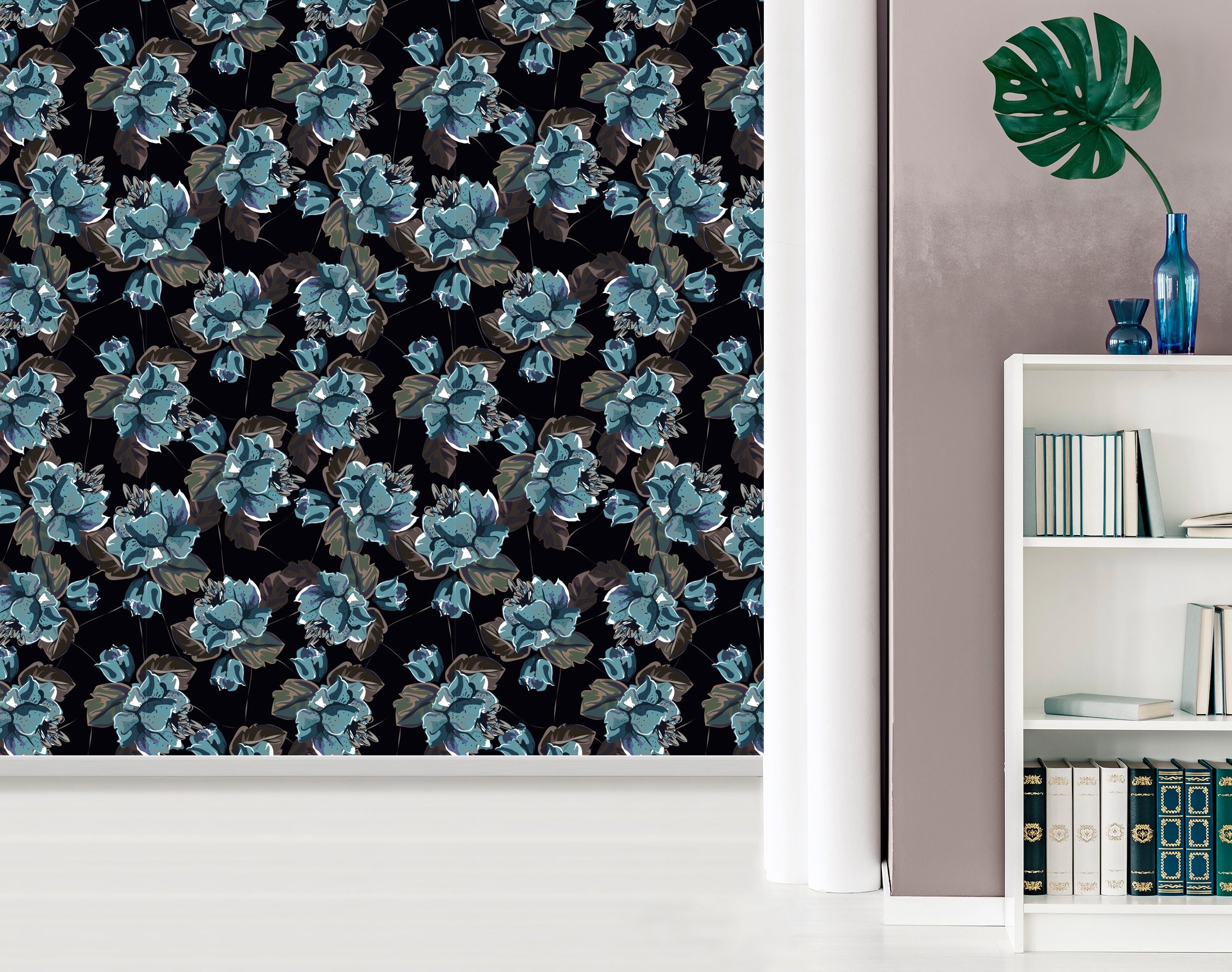 queence Vinyltapete »Marlin«, bedruckt-Motiv-botanisch-floral-gemustert-natürlich, 90x250cm, selbstklebend, kinderleichte Anbringung, Sticker