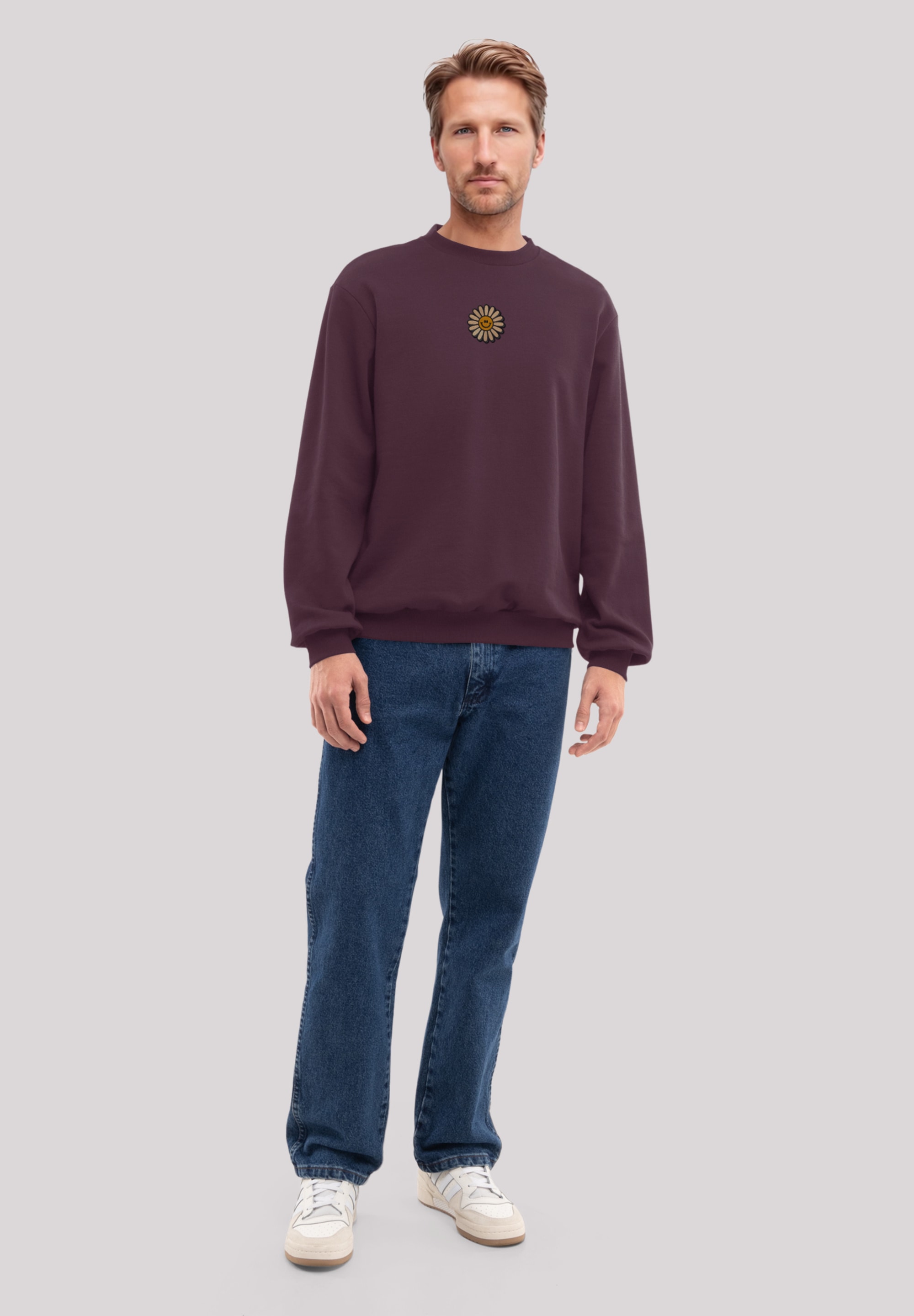F4NT4STIC Sweatshirt »Happy Flower Bestickt«, Premium Qualität