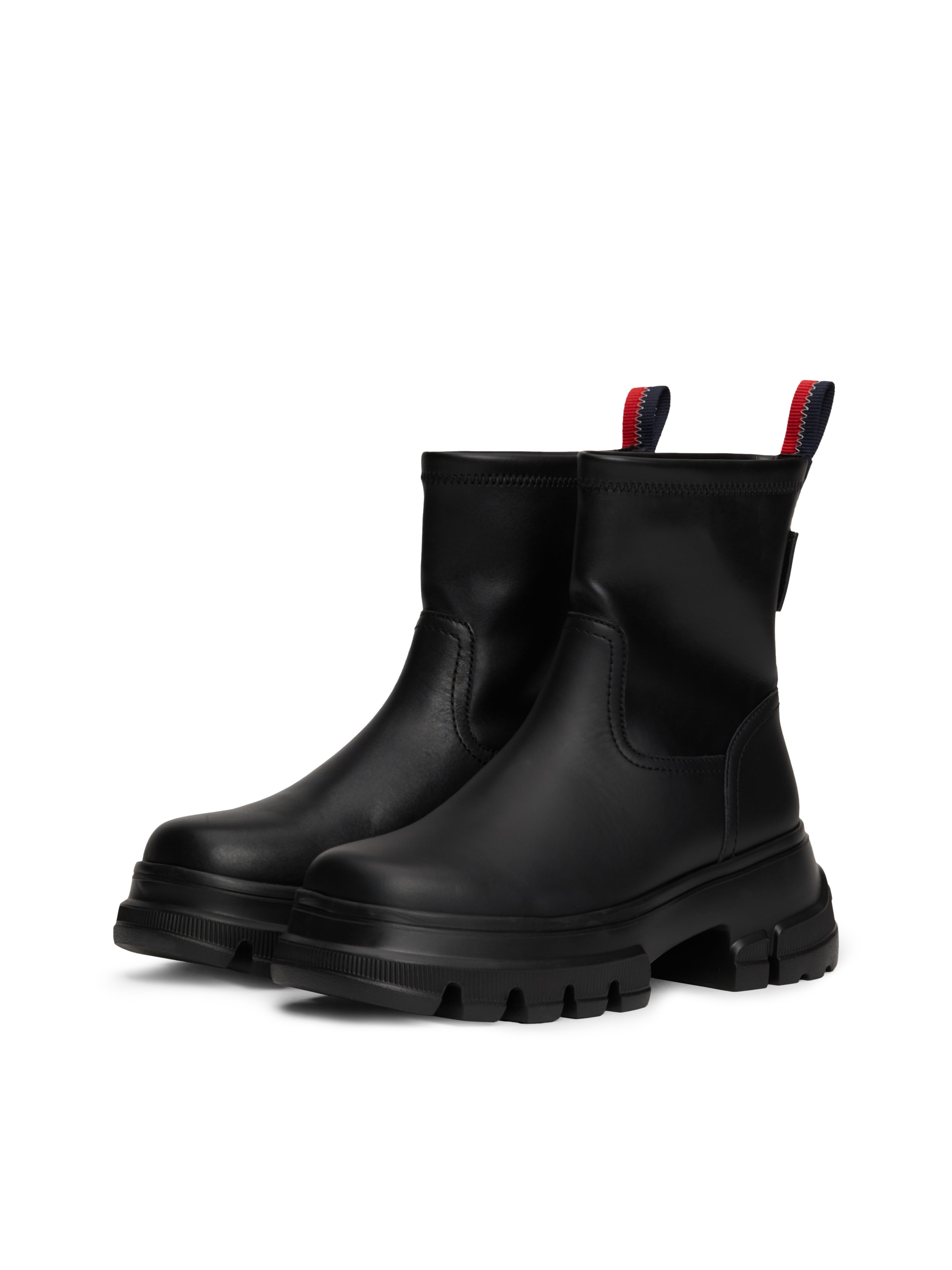 Tommy Jeans Stiefelette »TJW CHUNKY CHELSEA BOOT MIX MAT«, Blockabsatz, Plateau, Schlupfboots, Combat-Boots mit Label