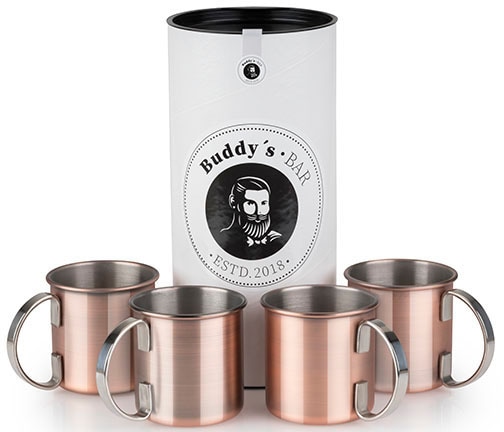 Buddy's Becher »Buddy´s Bar«, (Set, 4 tlg.), Moscow Mule Becher, 450 ml, hochwertiger Edelstahl, Kupfer Antik