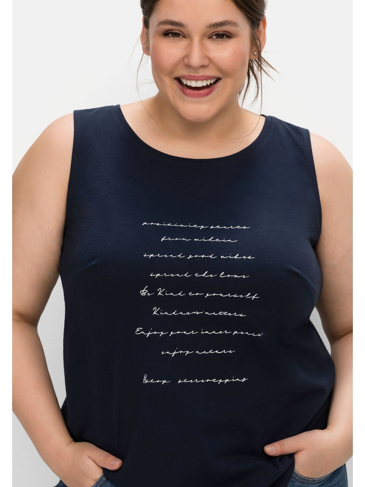 Sheego Tanktop »Große Größen«, mit Wordingprint, in leichter A-Linie