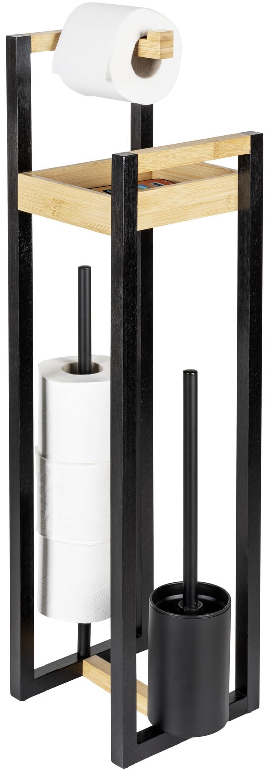 WENKO WC-Garnitur "Braidi" aus Bambus 4in1, Toilettenbürste, Rollen-/Ersatz günstig online kaufen