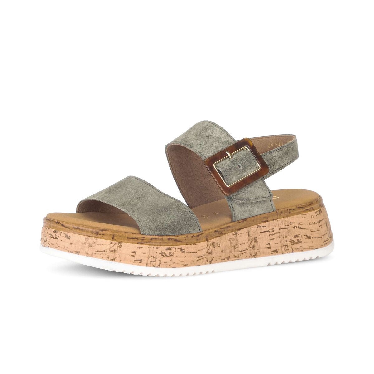 Keilsandalette GABOR "Genua", Damen, Gr. 40, schilf, Ziegenveloursleder, Schuhe, Riemchensandale, Sommerschuh, Komfortschuh in Weite G (=weit) 4