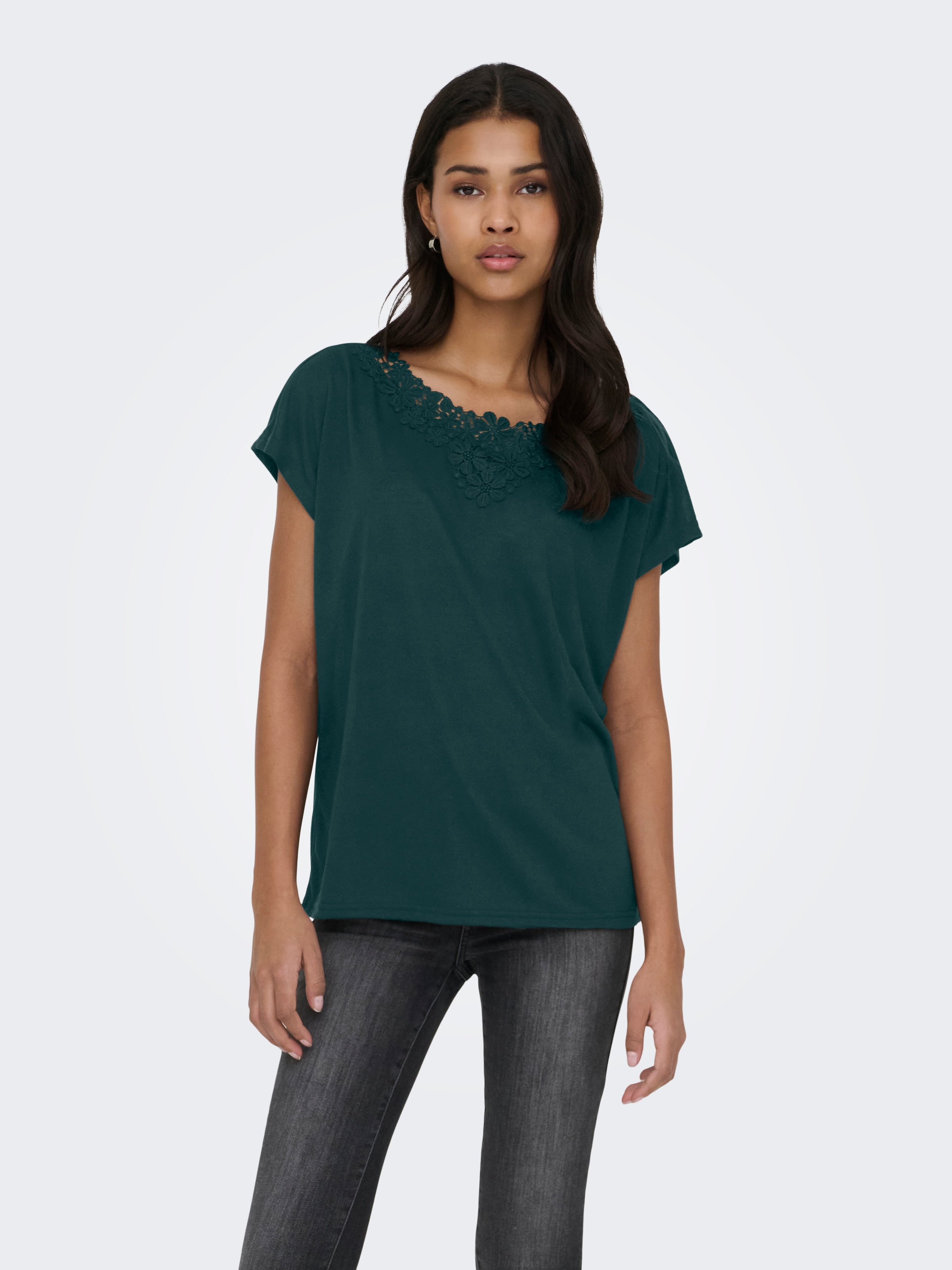 ONLY Spitzenshirt "ONLWINNIE S/S TOP CS JRS" Polyester, regular fit günstig online kaufen