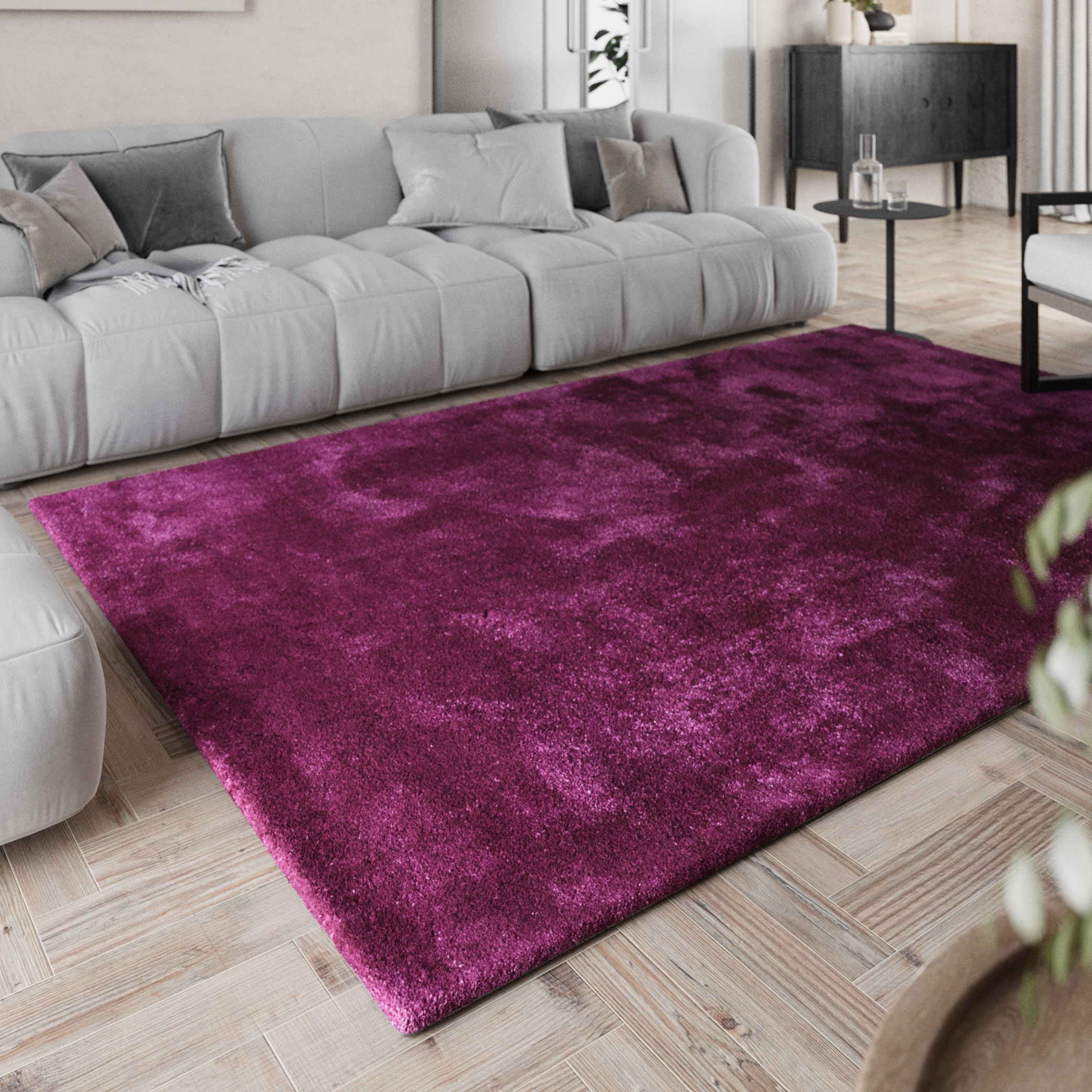 Homie Living Teppich »Pisa«, rund, 25 mm Höhe, Hochflor, Microfaser, uni, weich, Shaggy, Wohnzimmer, Schlafzimmer