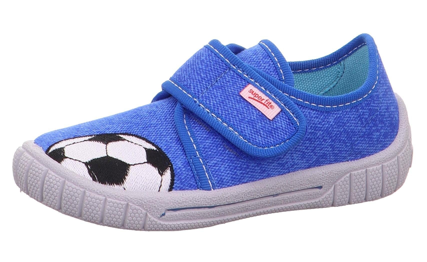 Superfit Hausschuh "Bill WMS: Mittel", Klettschuh, Kindergarten Schuh im Jeans-Look