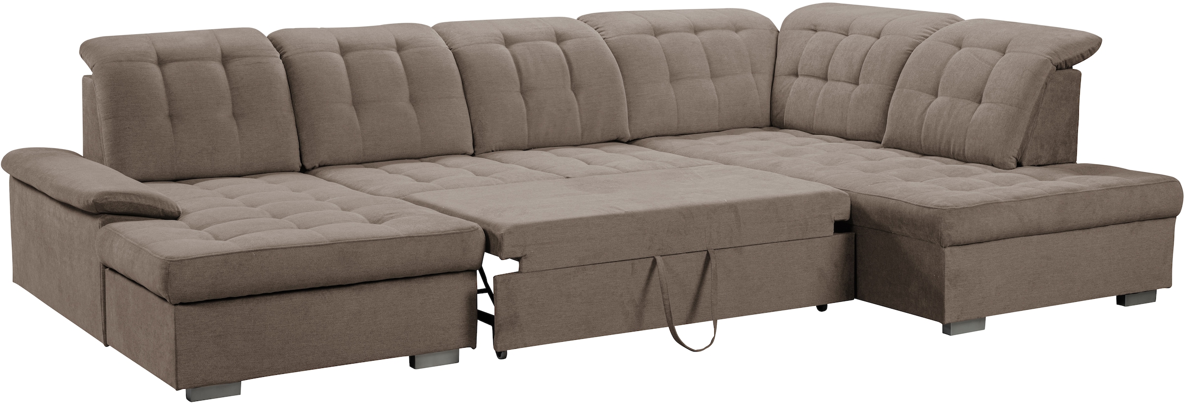 WERK2 Wohnlandschaft »Kordula-New U-Form«, Sofa in U-Form mit Schlaffunktion & Bettkasten, Schlafcouch