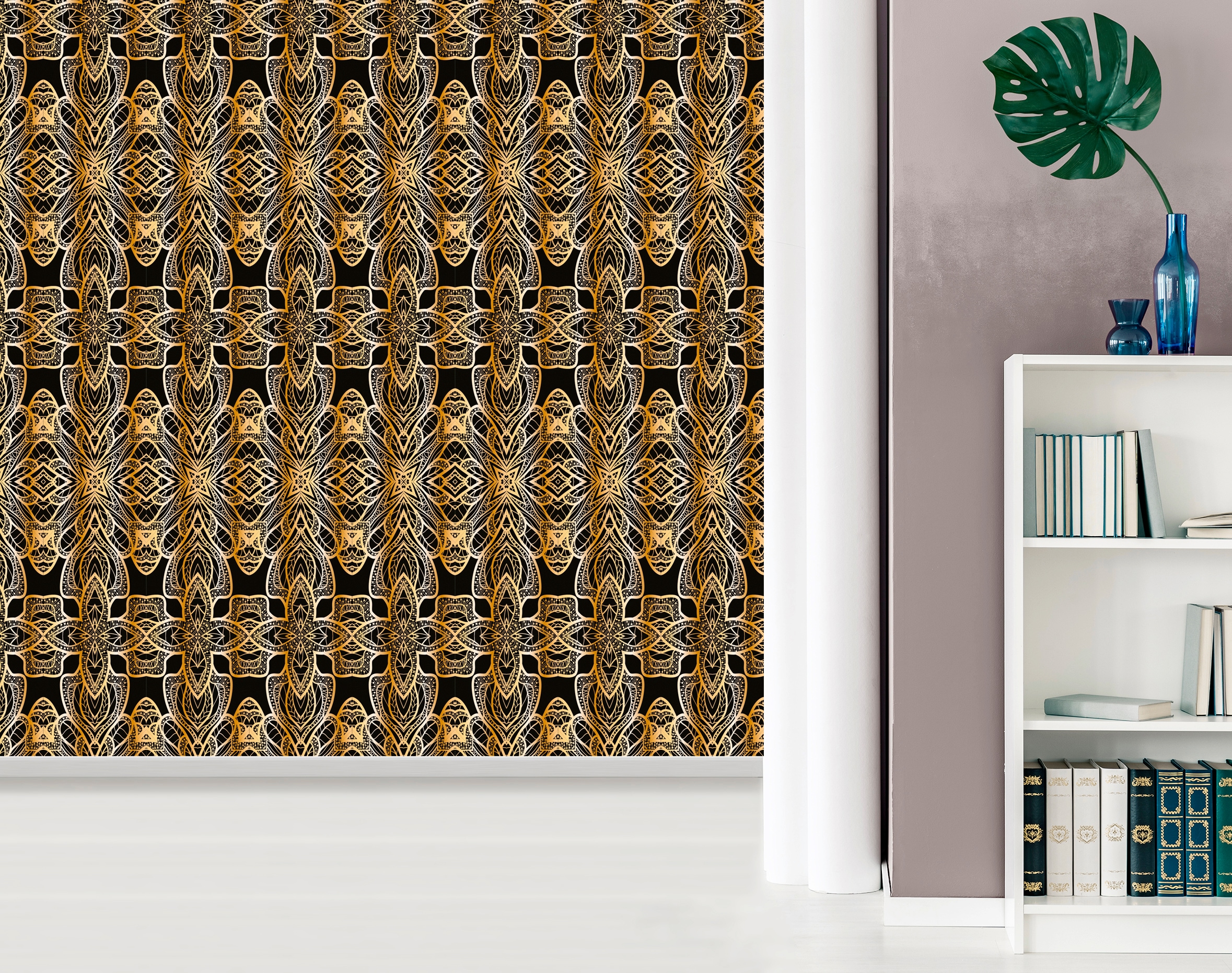 queence Vinyltapete »Jule«, bedruckt-Barock-Antikoptik-Kunst, 90x250cm, selbstklebend, kinderleichte Anbringung, Sticker