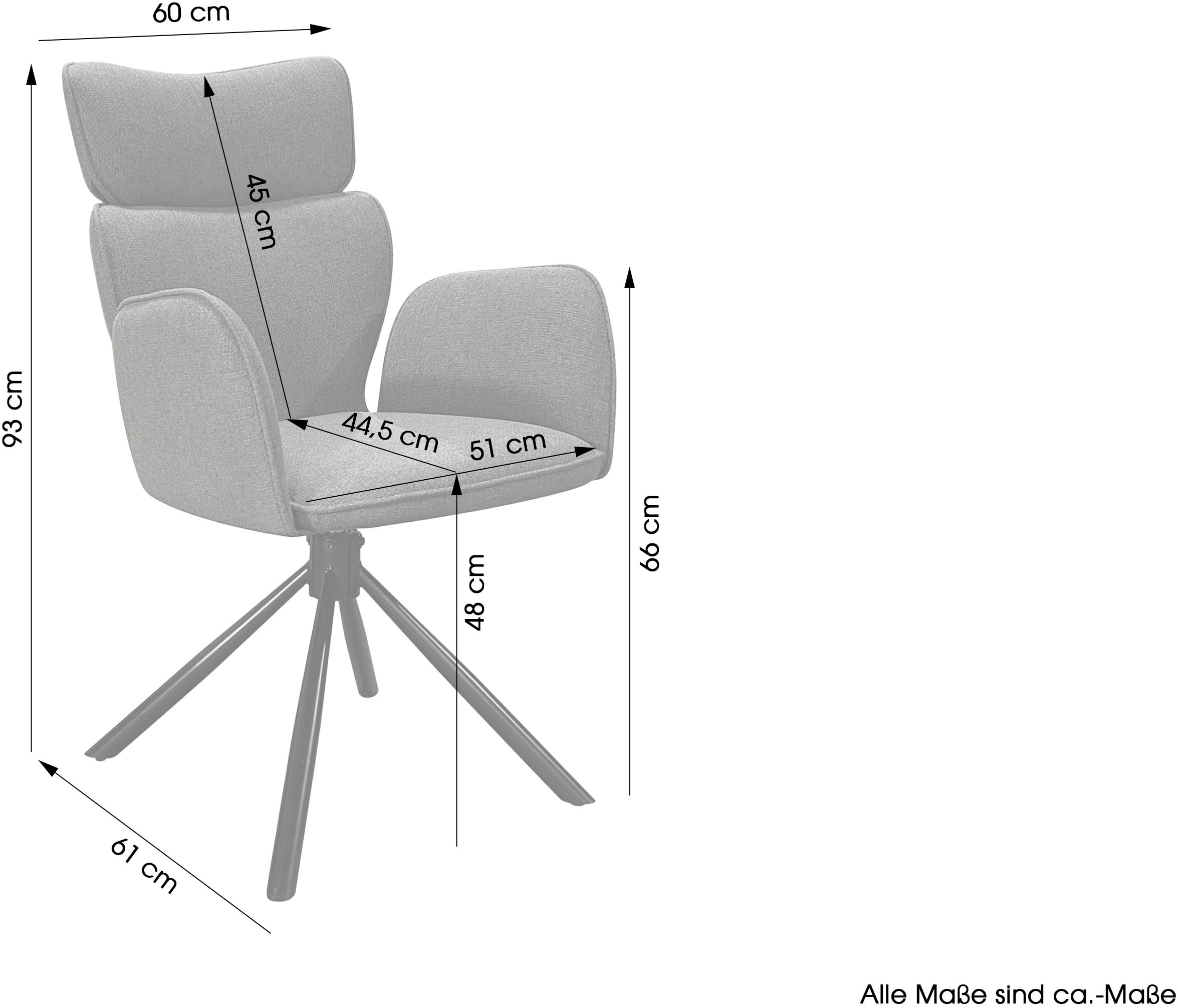 byLIVING Esszimmerstuhl »SEATTLE« (Set) 2 Stk.Webstoff in anthrazit, bis 110 kg, 360° drehbar, Schaumstoff