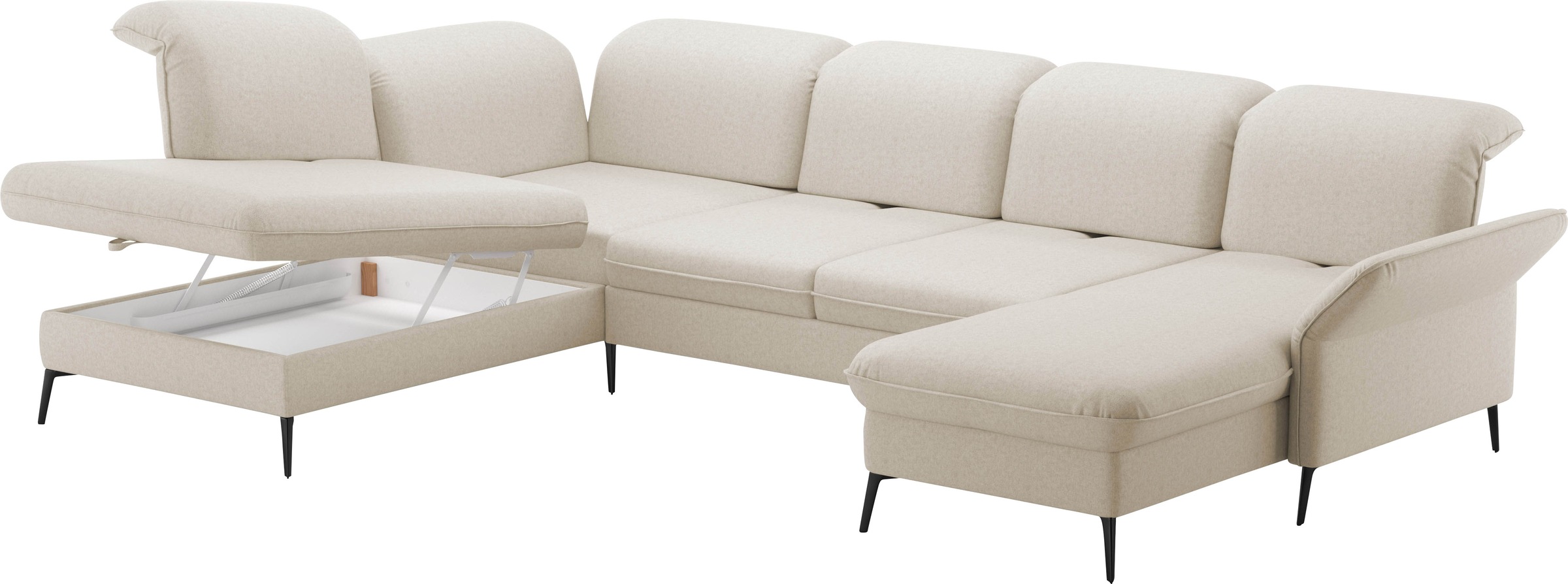 sit&more Wohnlandschaft »Emely, inkl. Sitztiefenverstellung«, wahlweise mit Bettfunktion,Bettkasten,Kopf- & Armteilverstellung