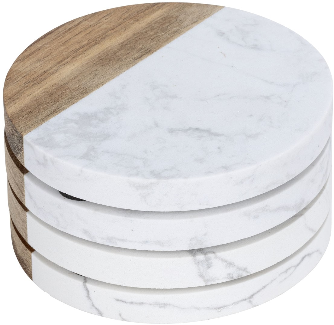 SCHÖNER WOHNEN-Kollektion Glasuntersetzer »Marnie« edle Getränkeuntersetzer aus Marmor & Akazienholz, für Gläser & Drinks