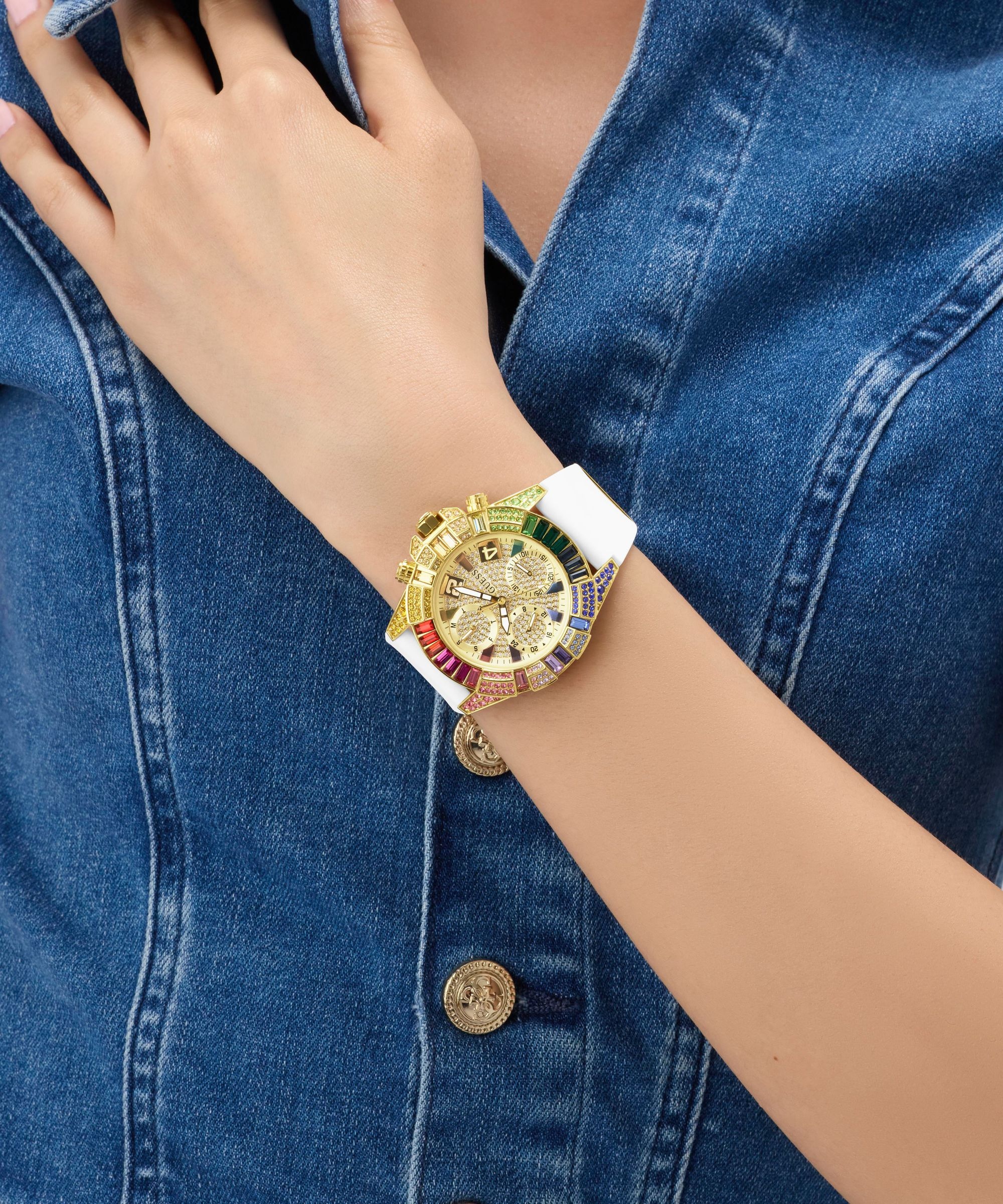 Guess Multifunktionsuhr »TRUE« Quarzuhr, Armbanduhr, Damenuhr, Silikonarmband, analog, Wochentag, Tag