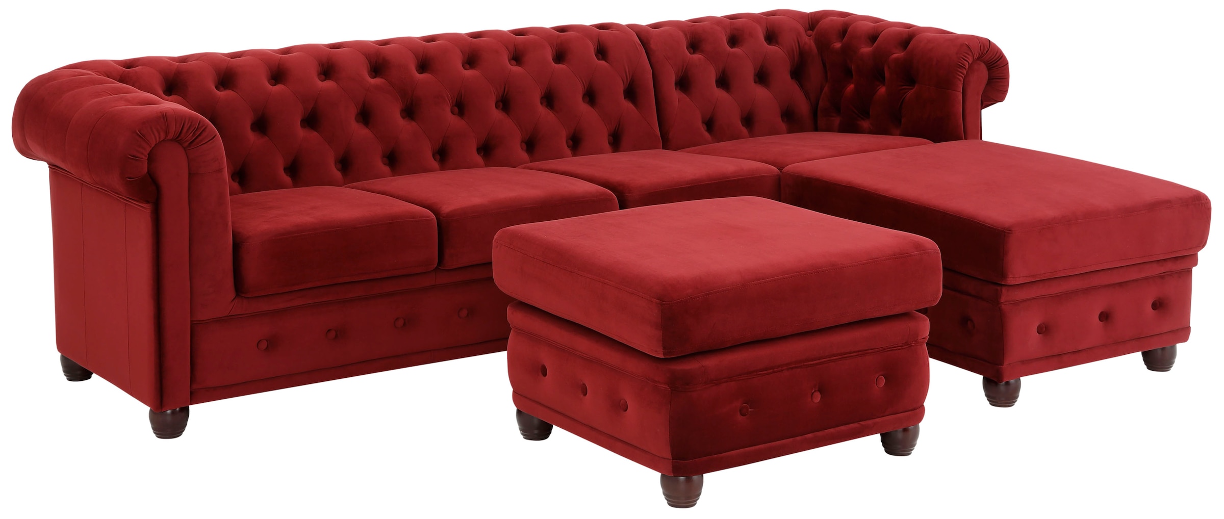 Home affaire Chesterfield-Sofa »New Castle L-Form«, hochwertige Knopfheftung in Chesterfield-Design, B/T/H: 255(171/72)