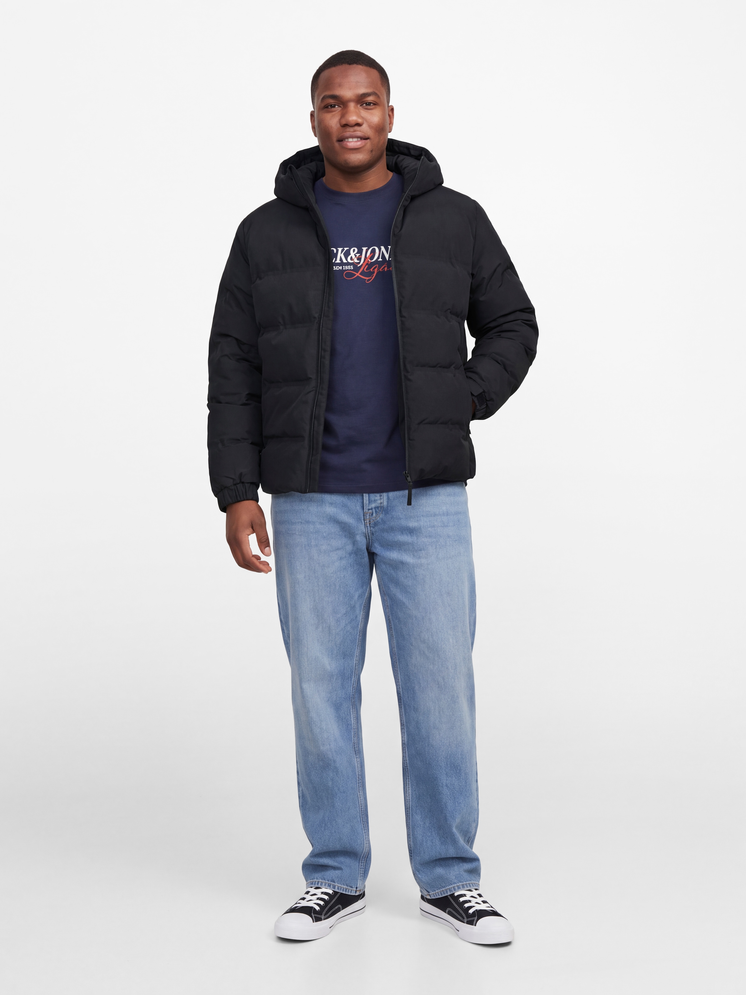 Jack & Jones PlusSize Steppjacke »JJSAGE PUFFER JACKET BF PLS« mit Kapuze Kunstfaser, regular fit