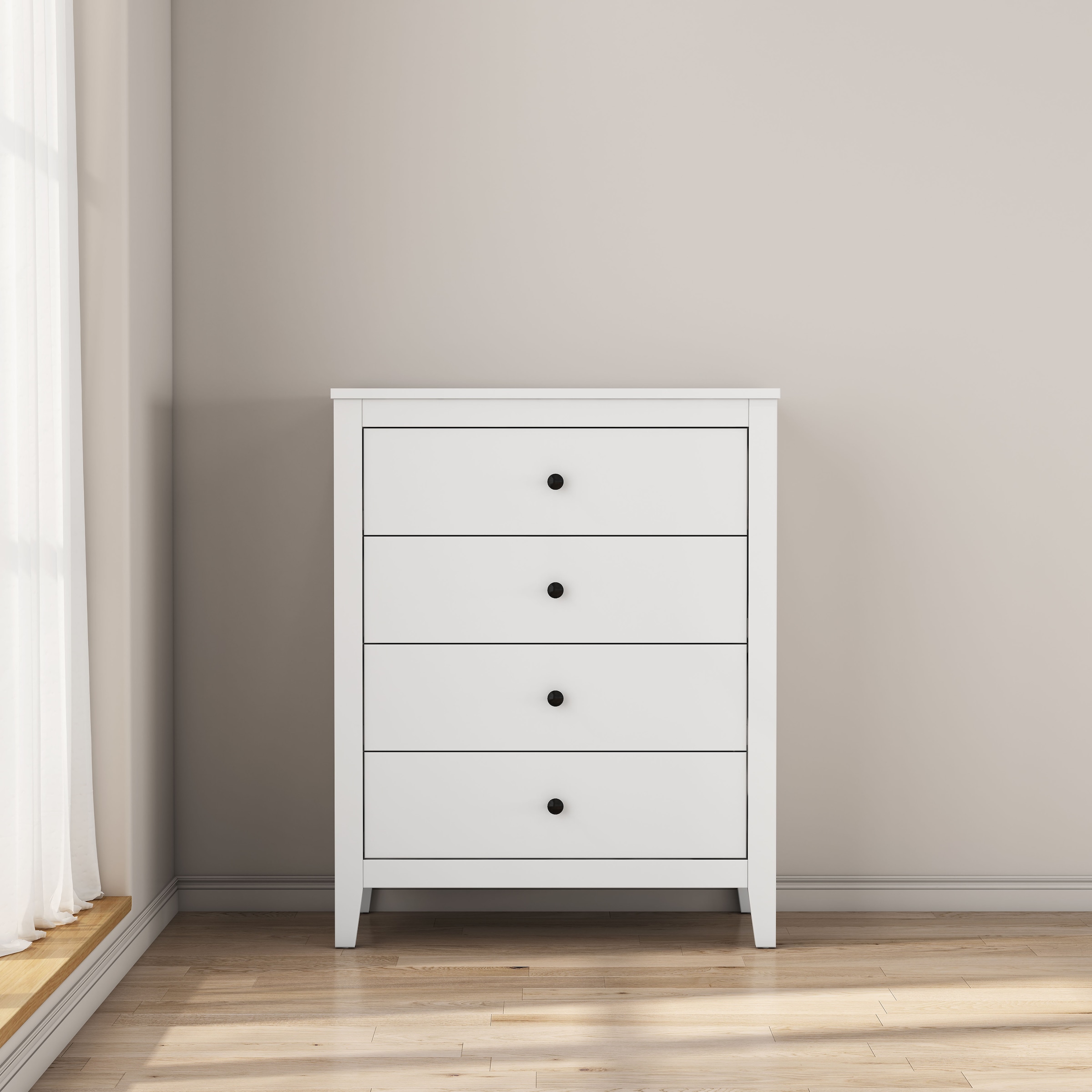 OTTO home Schubkastenkommode »Borkum Sideboard mit 4 Schubladen Bestseller Landhaus weiß« hochwertige schwarze Griffe aus Metall, 