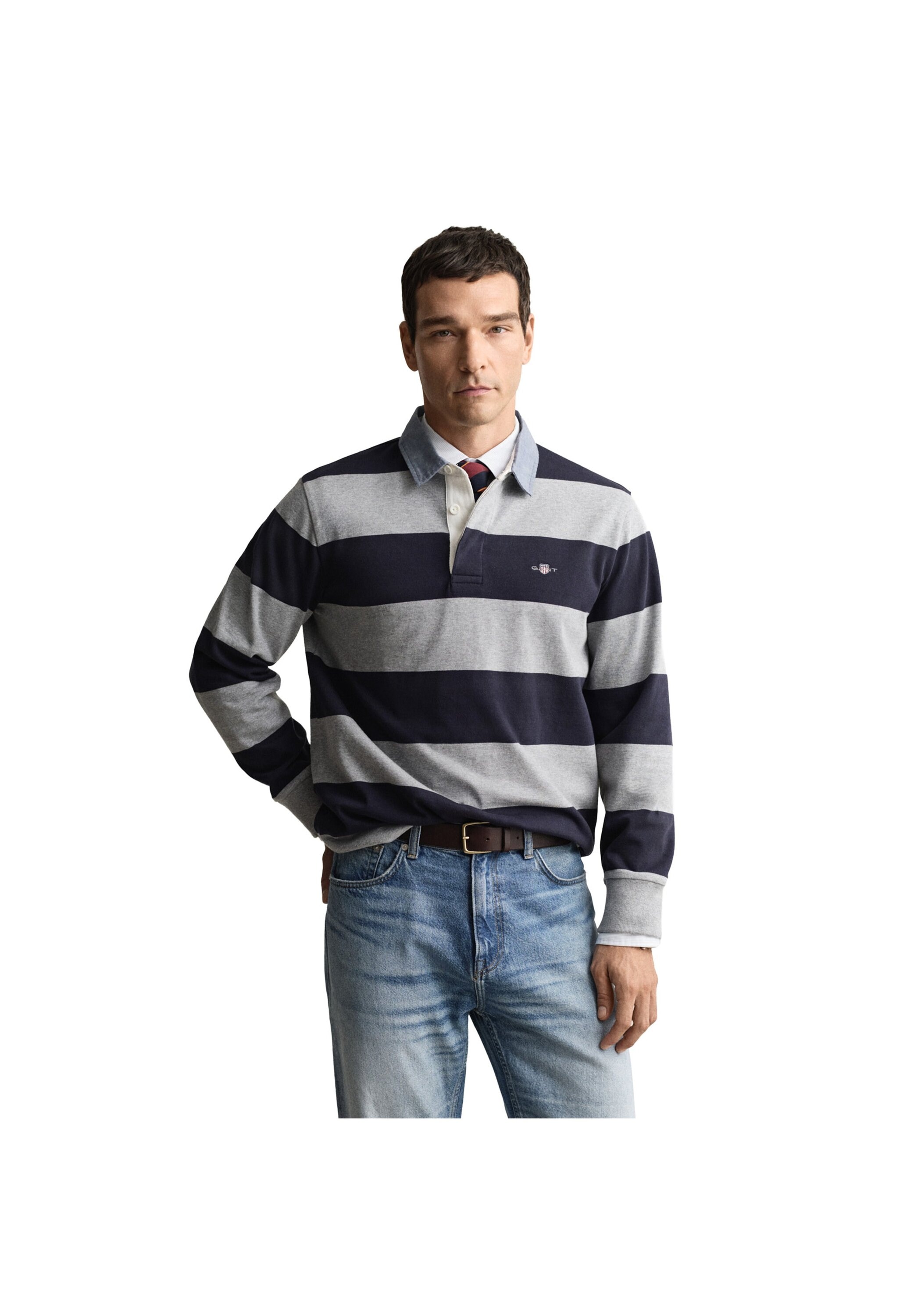 Gant Poloshirt »Poloshirt REGULAR CHAMBRAY STRIPE HEAVY RUGGER 1er Pack« 1 Stk.