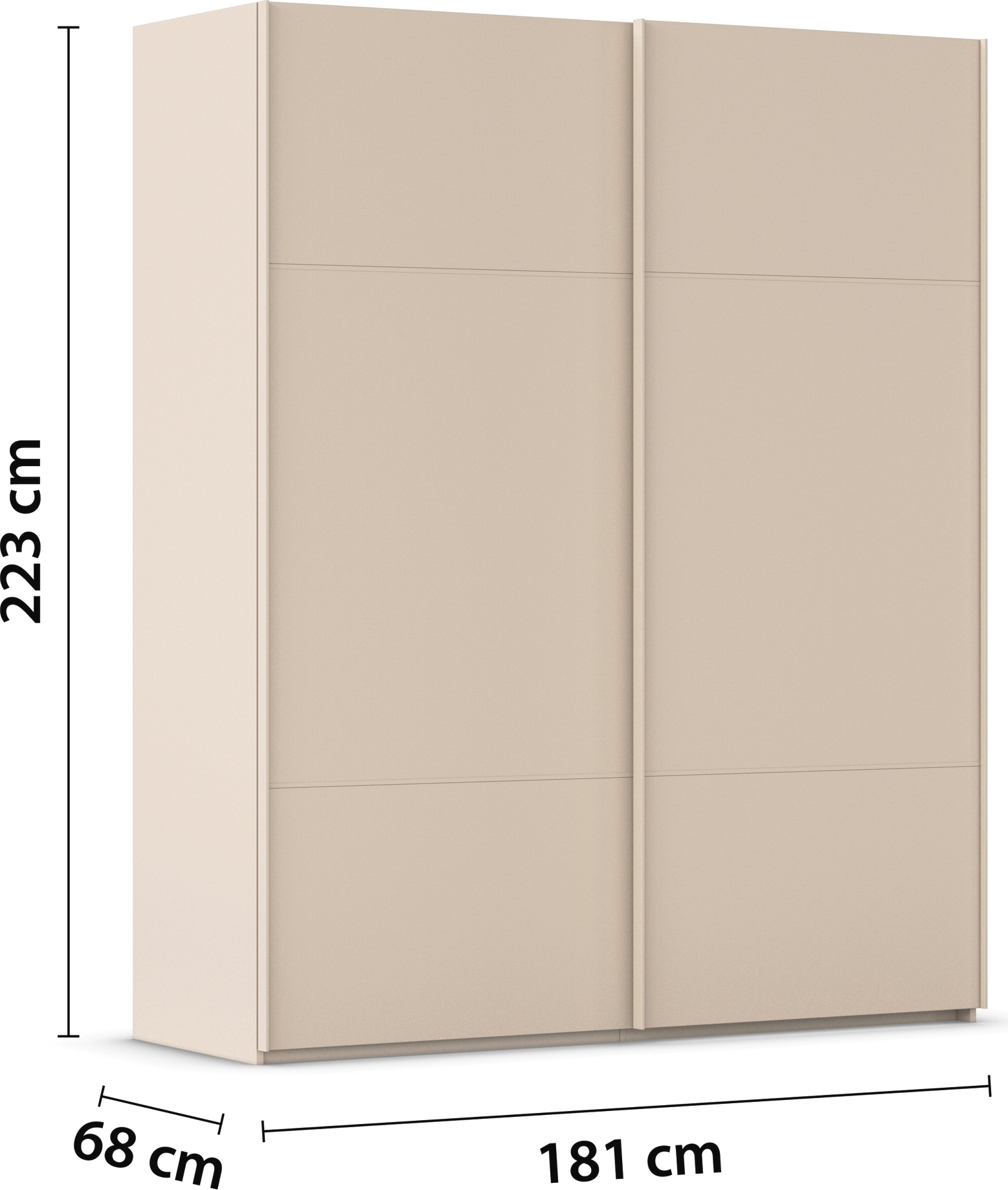 rauch Schwebetürenschrank »Kleiderschrank Schrank Garderobe Schlafzimmerschrank SCALE-TRIO«, edle dreigeteilte Front, 2 Zierleisten in Griff-Farbe MADE IN GERMANY