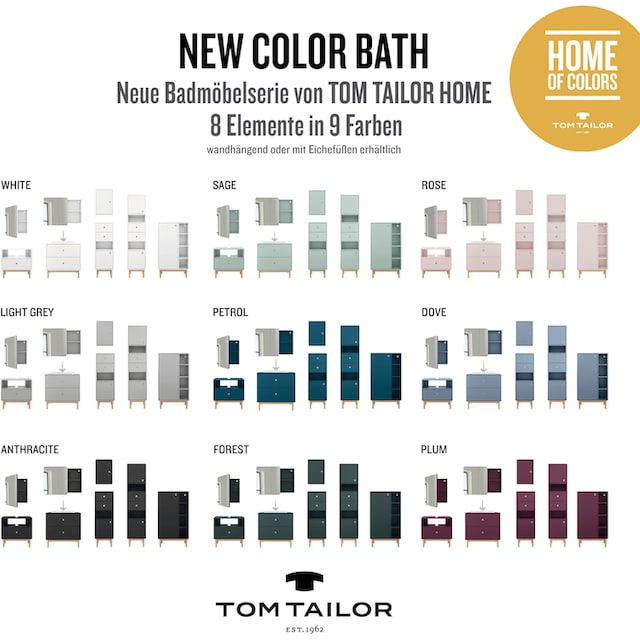 TOM TAILOR HOME Waschtisch »COLOR BATH«, mit Mineralgussbecken, mit Füßen  in Eiche geölt, Breite 80 cm | BAUR