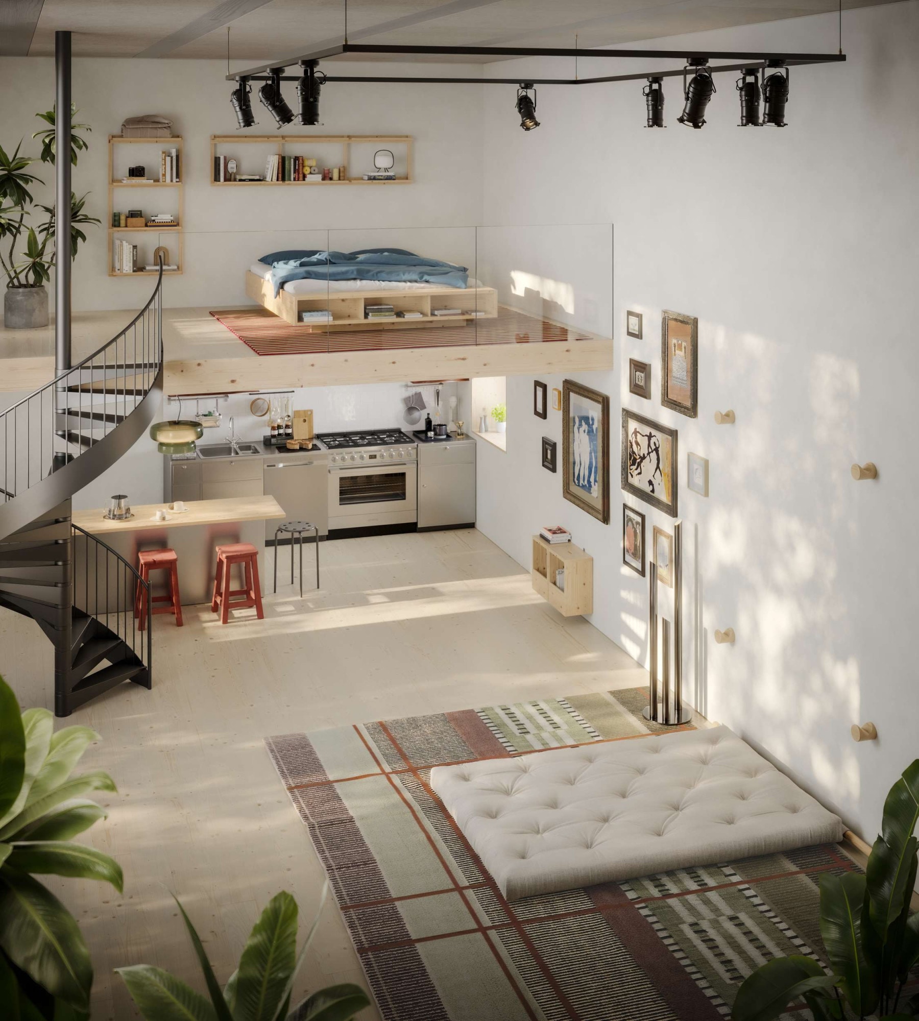 Karup Design Schlafsofa »Hooked Schlafsessel, Sitz- und Schlafplatz, Wandmontiert, platzsparend«, Futonmatratze inkl. Halterungsset aus FSC®-zertifiziertem Massivholz