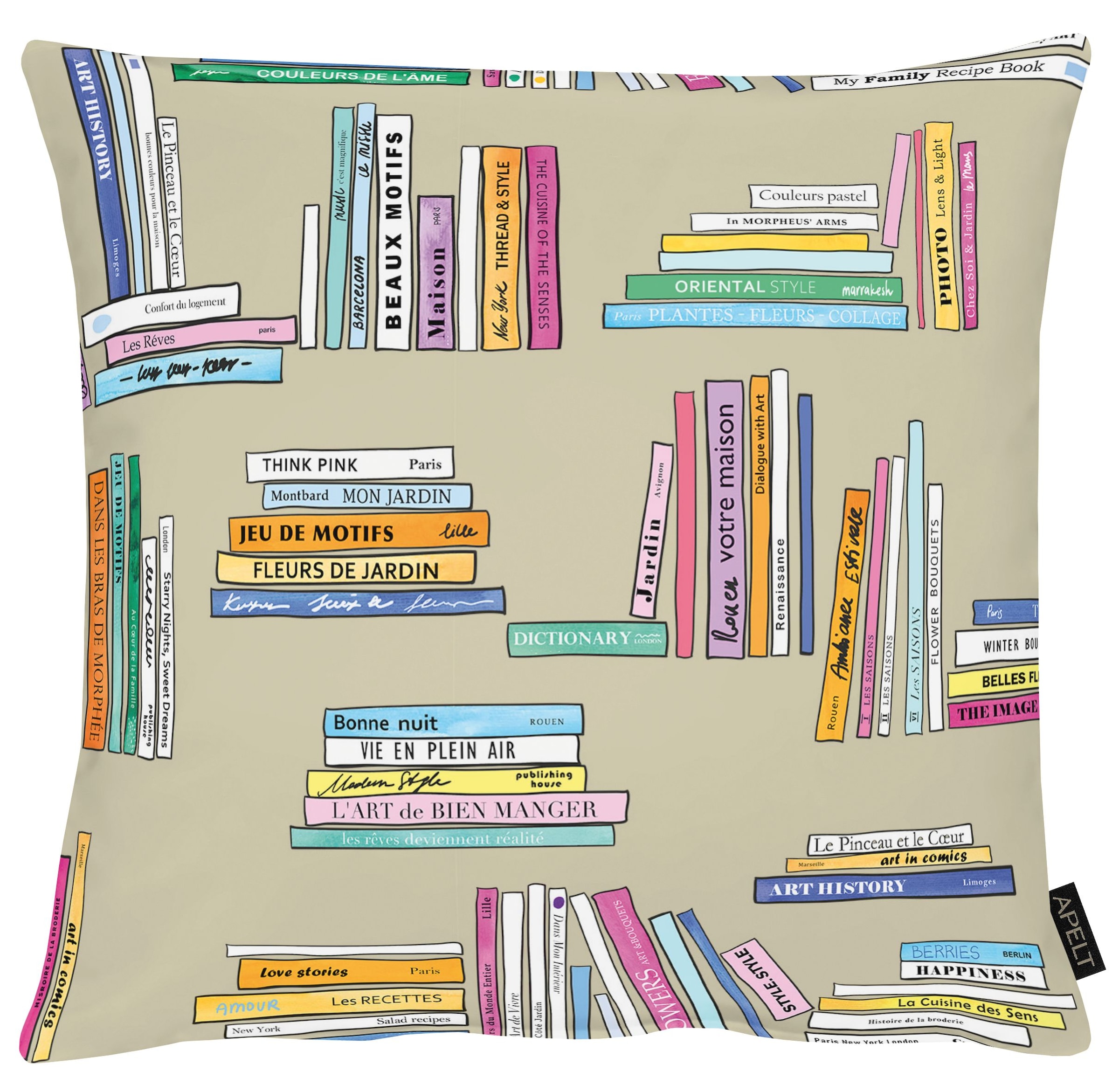 Kissenhülle APELT, B:46cm H:0,5cm L:46cmnatur, rose, Polyester, Bezug: 100% Polyester, Kissenbezüge, "Carta", gezeichnete Buchmotive