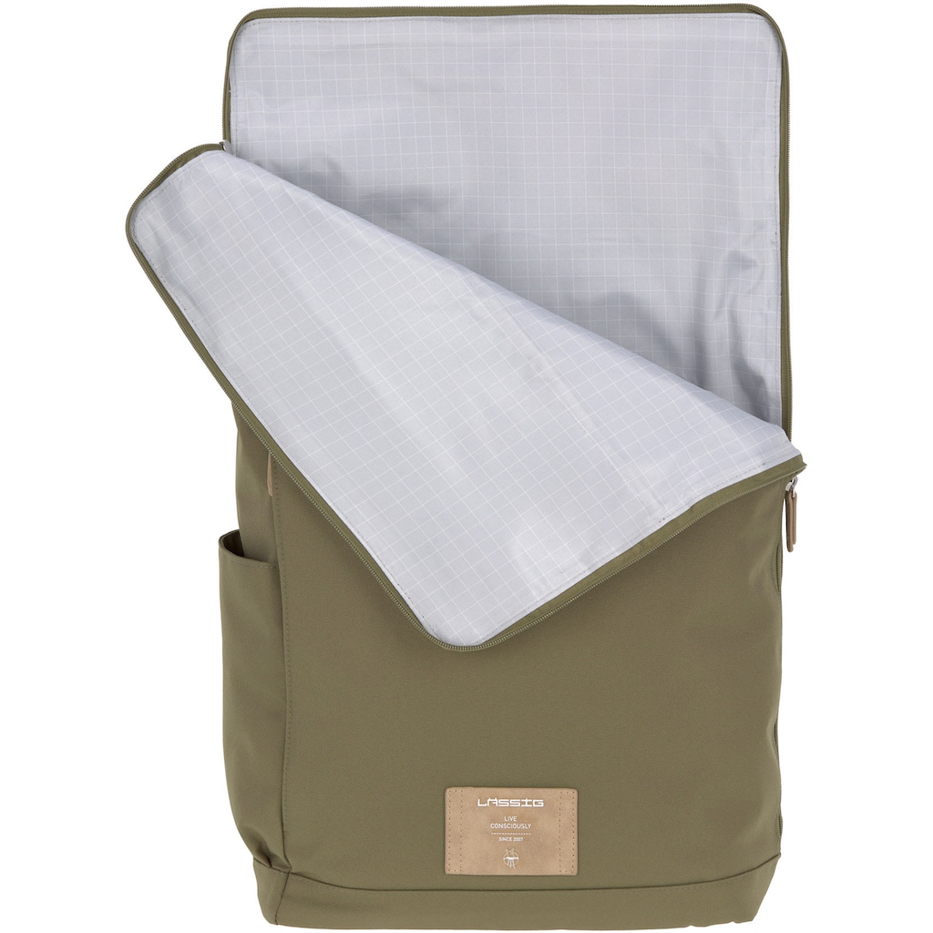 Technik & Freizeit Rucksäcke LÄSSIG Wickelrucksack »Green Label, Rolltop, Olive«, PETA-approved vegan; zum Teil aus recyceltem M Technik & Freizeit Rucksäcke LÄSSIG Wickelrucksack »Green Label, Rolltop, Olive«, PETA-approved vegan; zum Teil aus recyceltem M