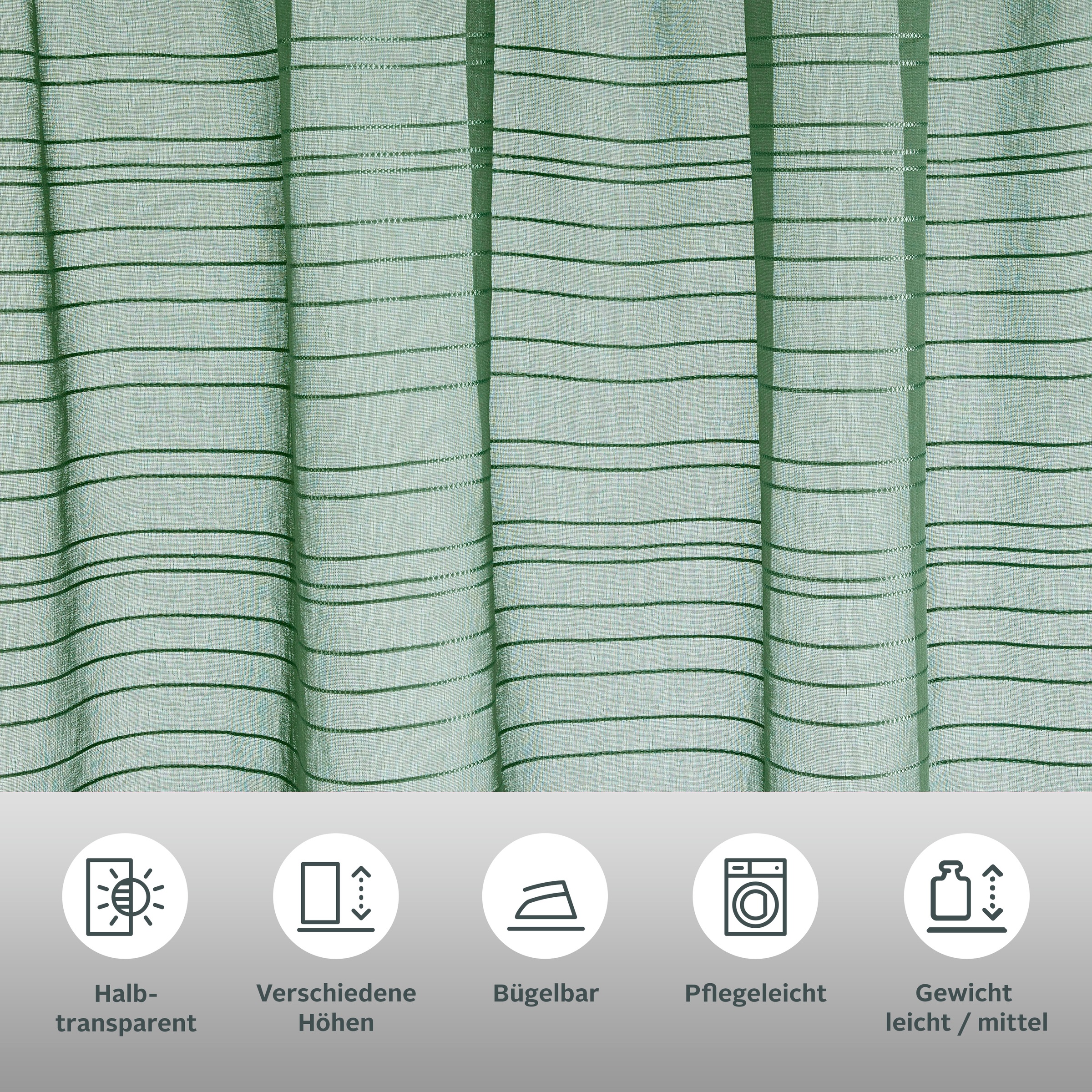 Thumbnail - Bruno Banani Gardine "Linus" Kräuselband 1 Stk. tlg. 1 Schal, eingewebte Querstreifen, verschiedene Größen