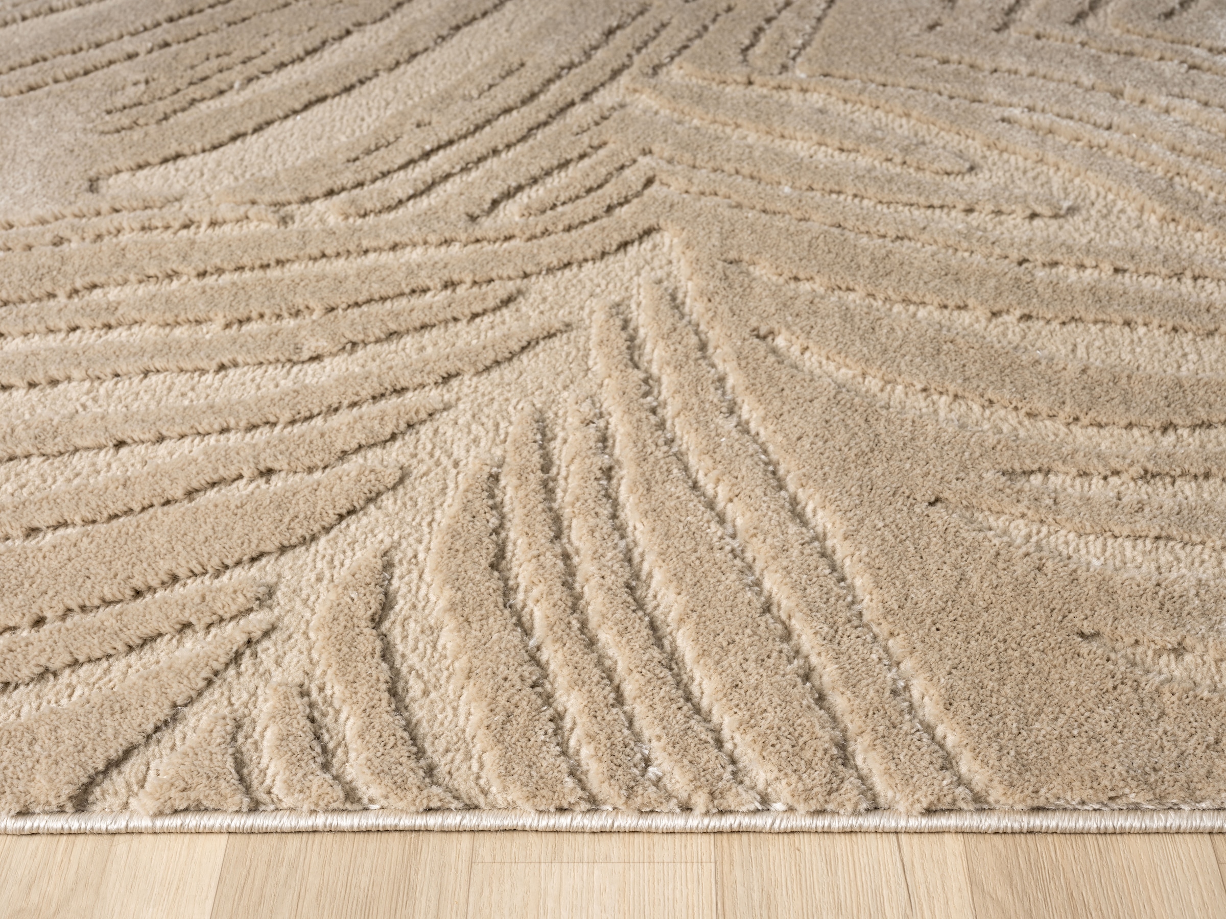 OTTO home Teppich »Samia, Hoch-Tief-Struktur«, rechteckig, 19 mm Höhe, leichter Glanz, Floral, Blätter, Modern, Wohnzimmer, Schlafzimmer