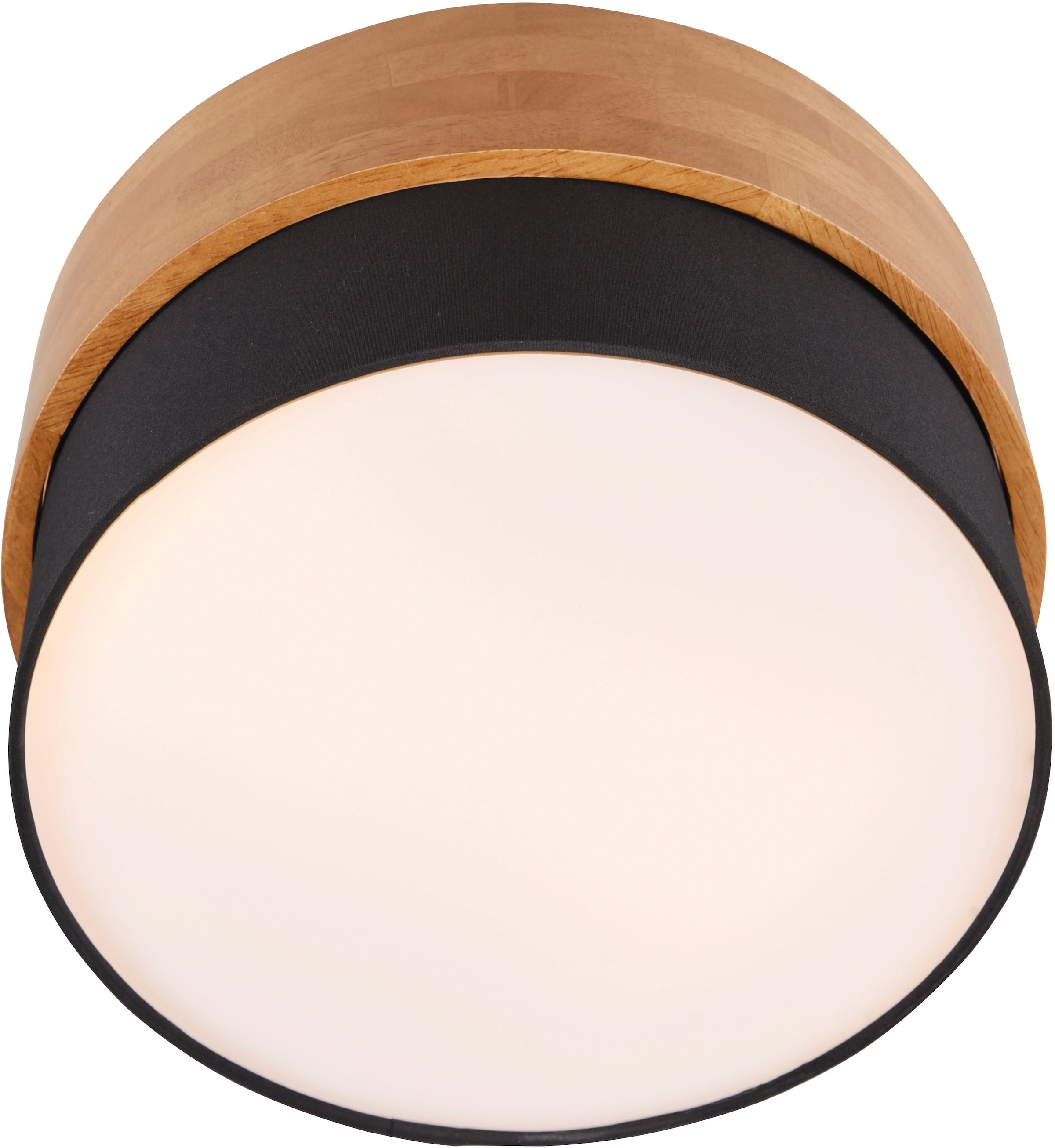 TRIO Leuchten Deckenleuchte »Seasons« E14 1 Stk. warmweiß - kaltweiß Deckenlampe Holz mit Stoffschirm Ø30cm exkl 2xE14 max 40W